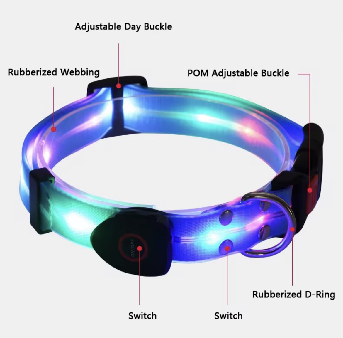 USB-Rechargeable LED Safety Collar – Light Up Night Walks