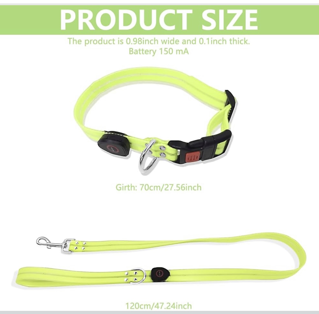 Light Up Night Walks Set – USB-Rechargeable LED Collar + Leash for Nighttime Adventures