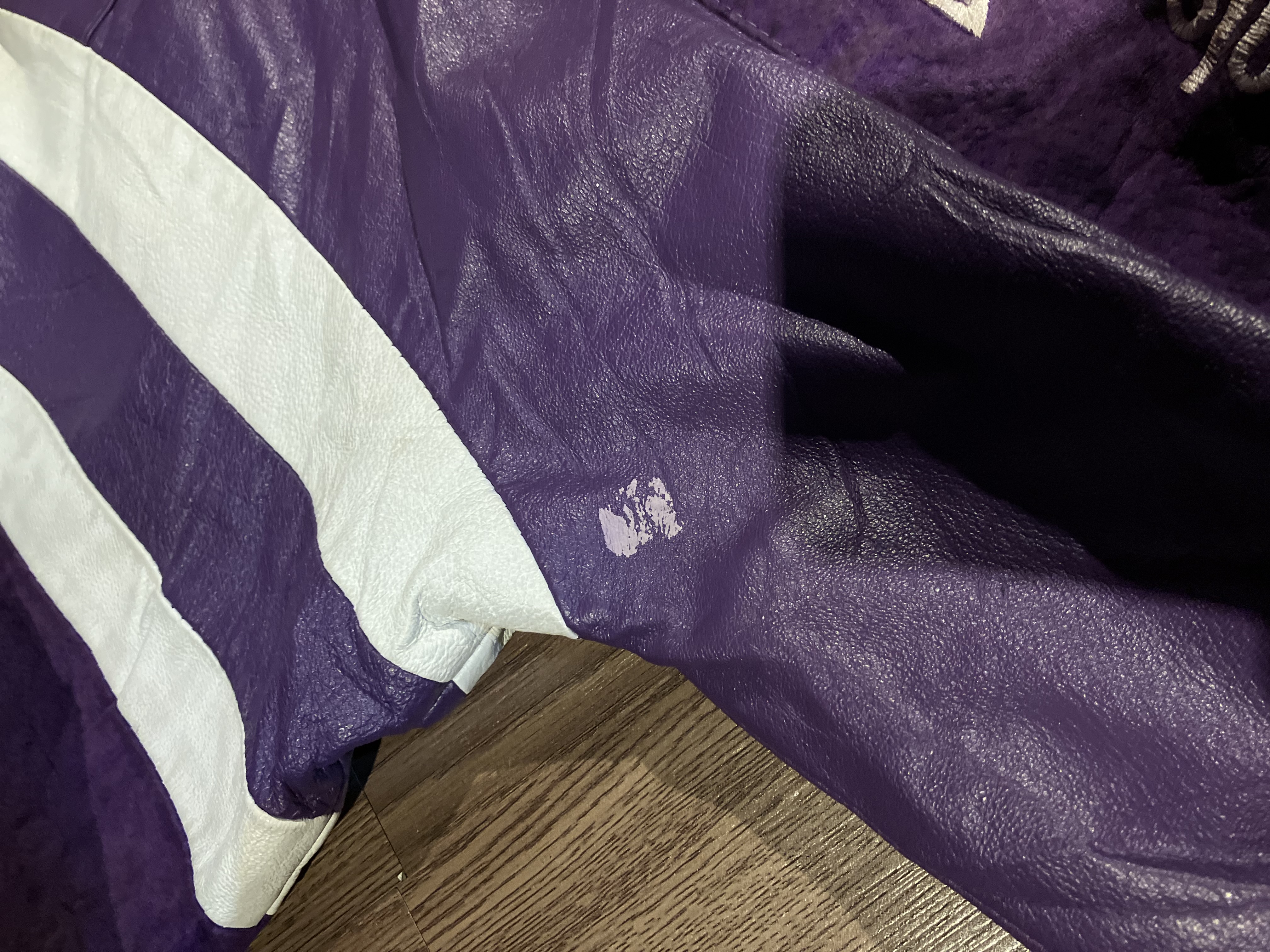 [XL] New York Football Helmet Big Logo Embroidery Leather Jacket