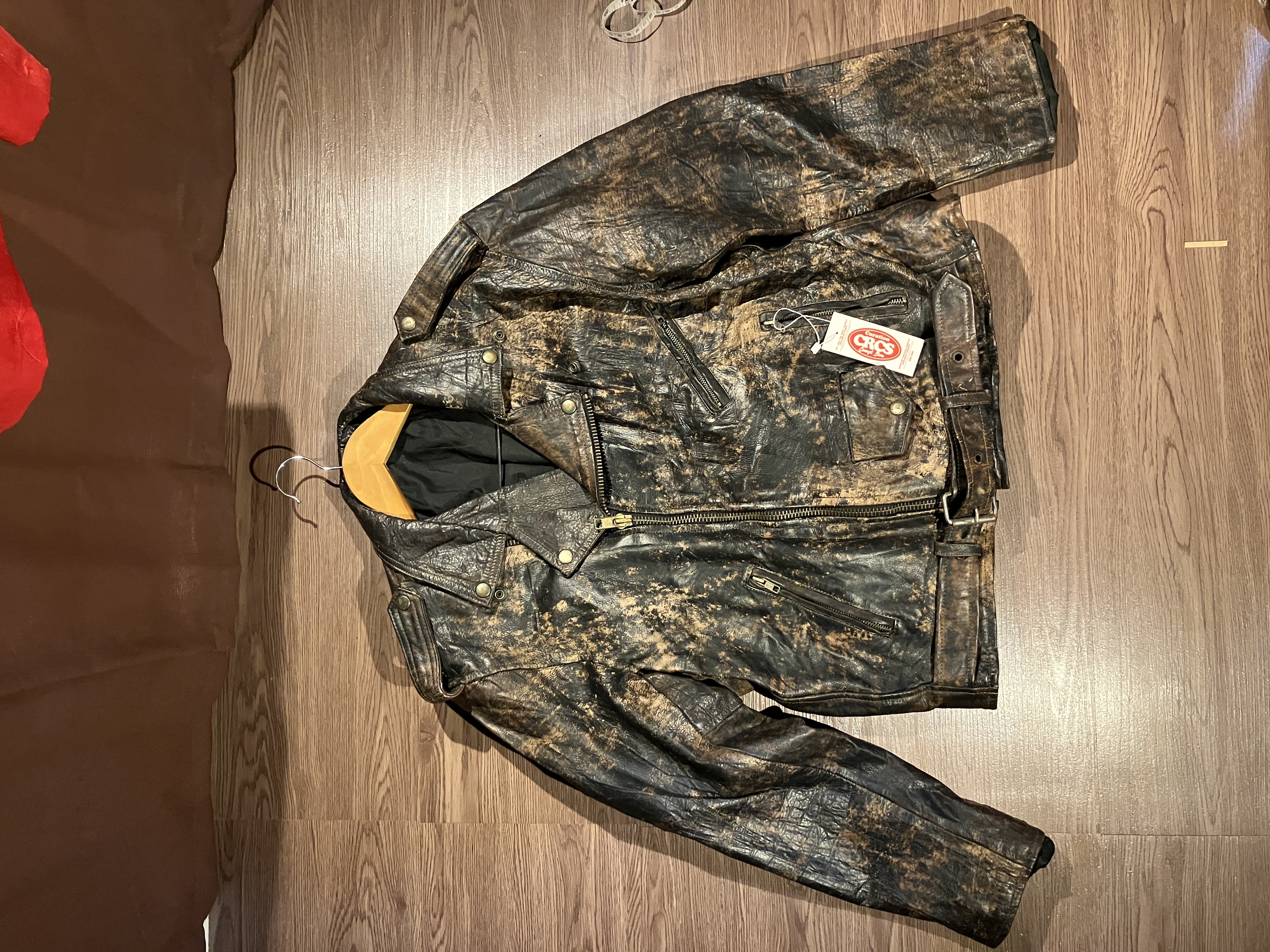 [L] Curation Bleached Leather Ramones Leather Jacket