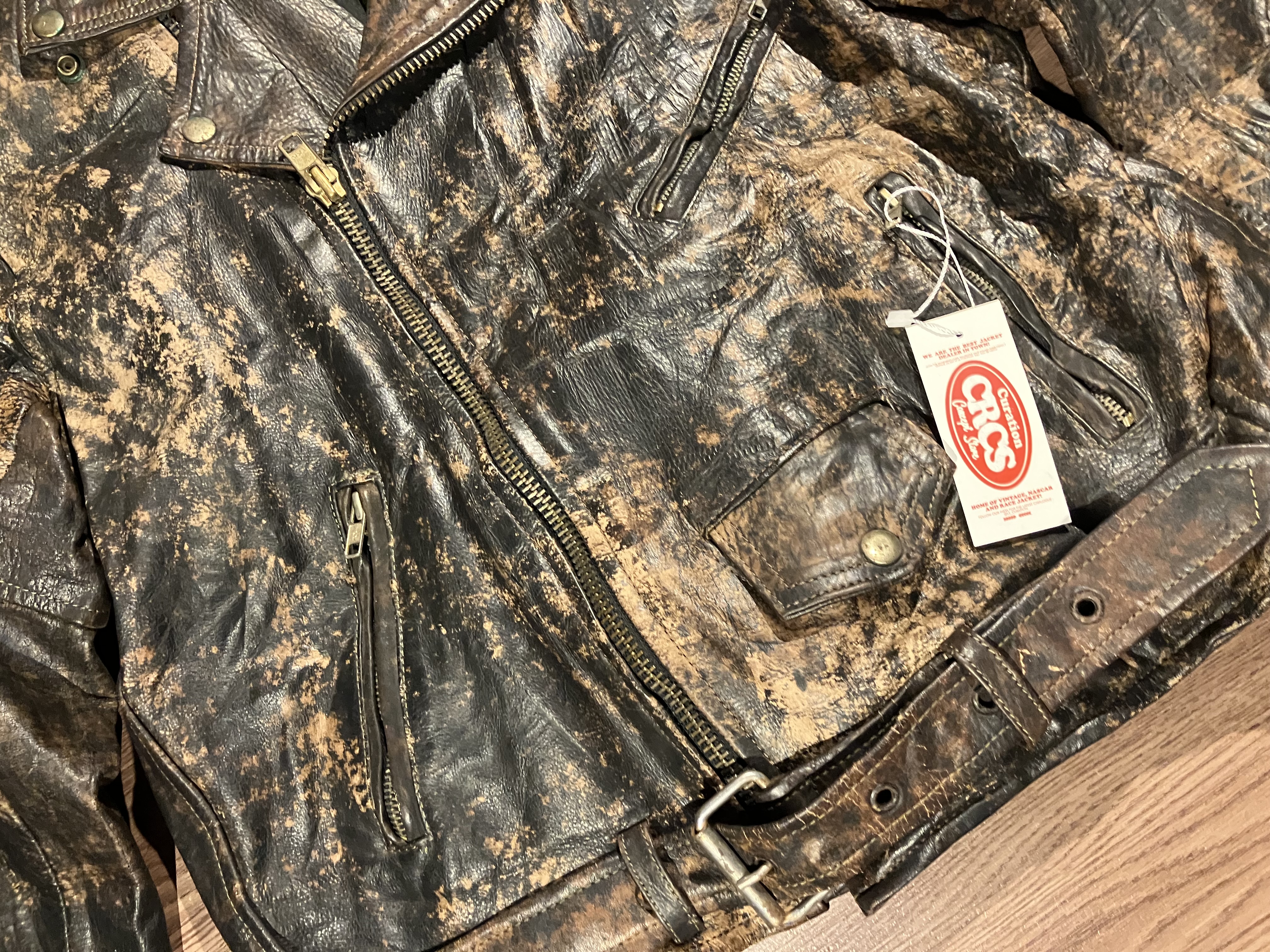 [L] Curation Bleached Leather Ramones Leather Jacket