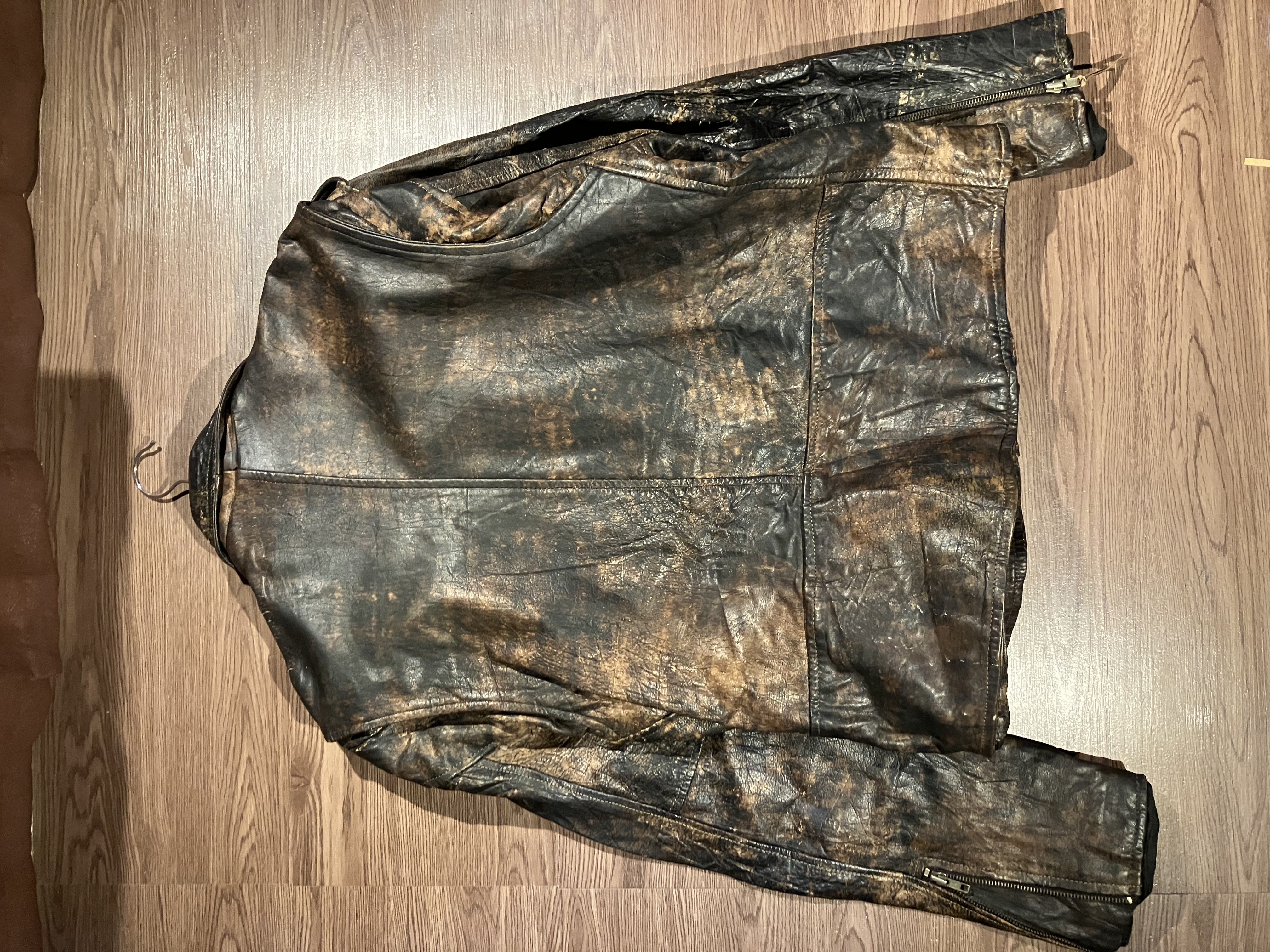 [L] Curation Bleached Leather Ramones Leather Jacket