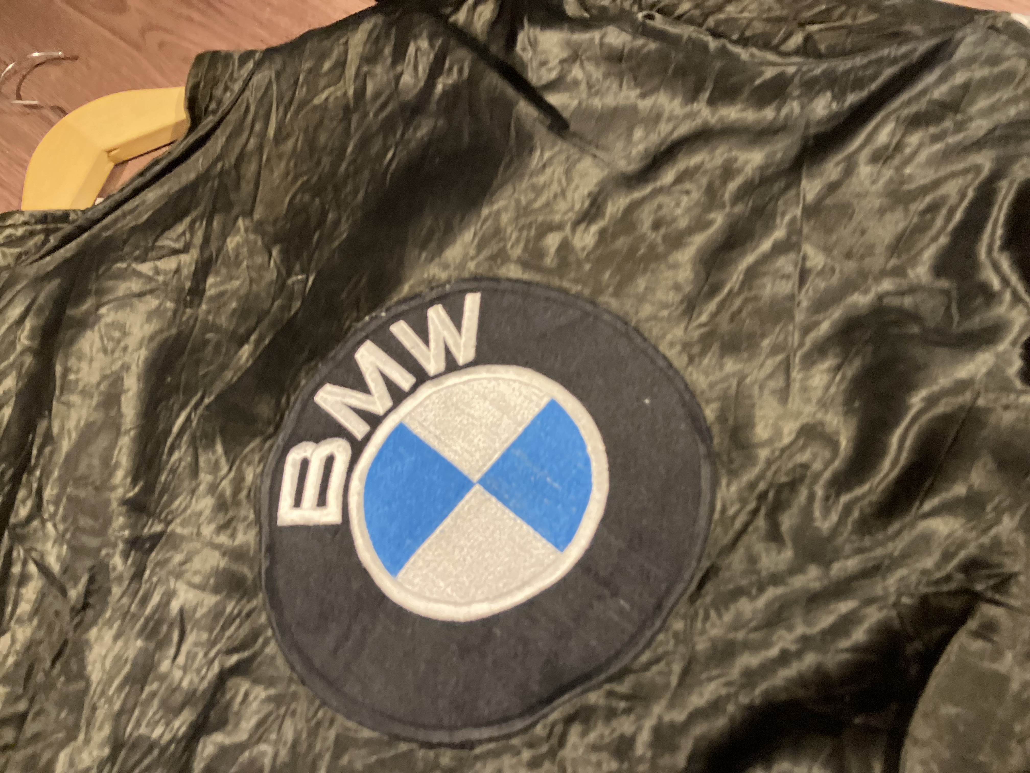 [L] Bmw Tapped Logo Satin Bomber Jacket by Style Auto