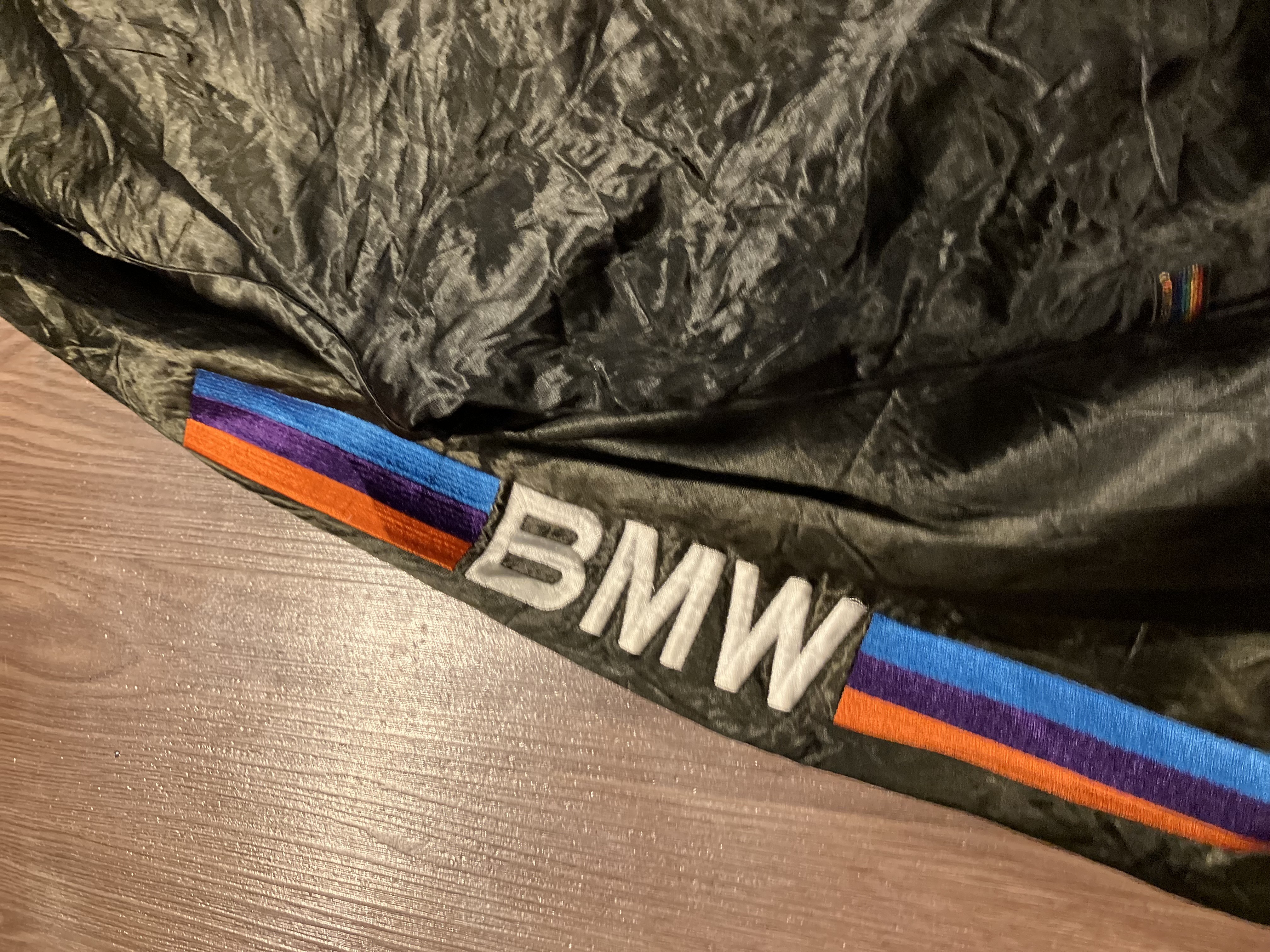 [L] Bmw Tapped Logo Satin Bomber Jacket by Style Auto