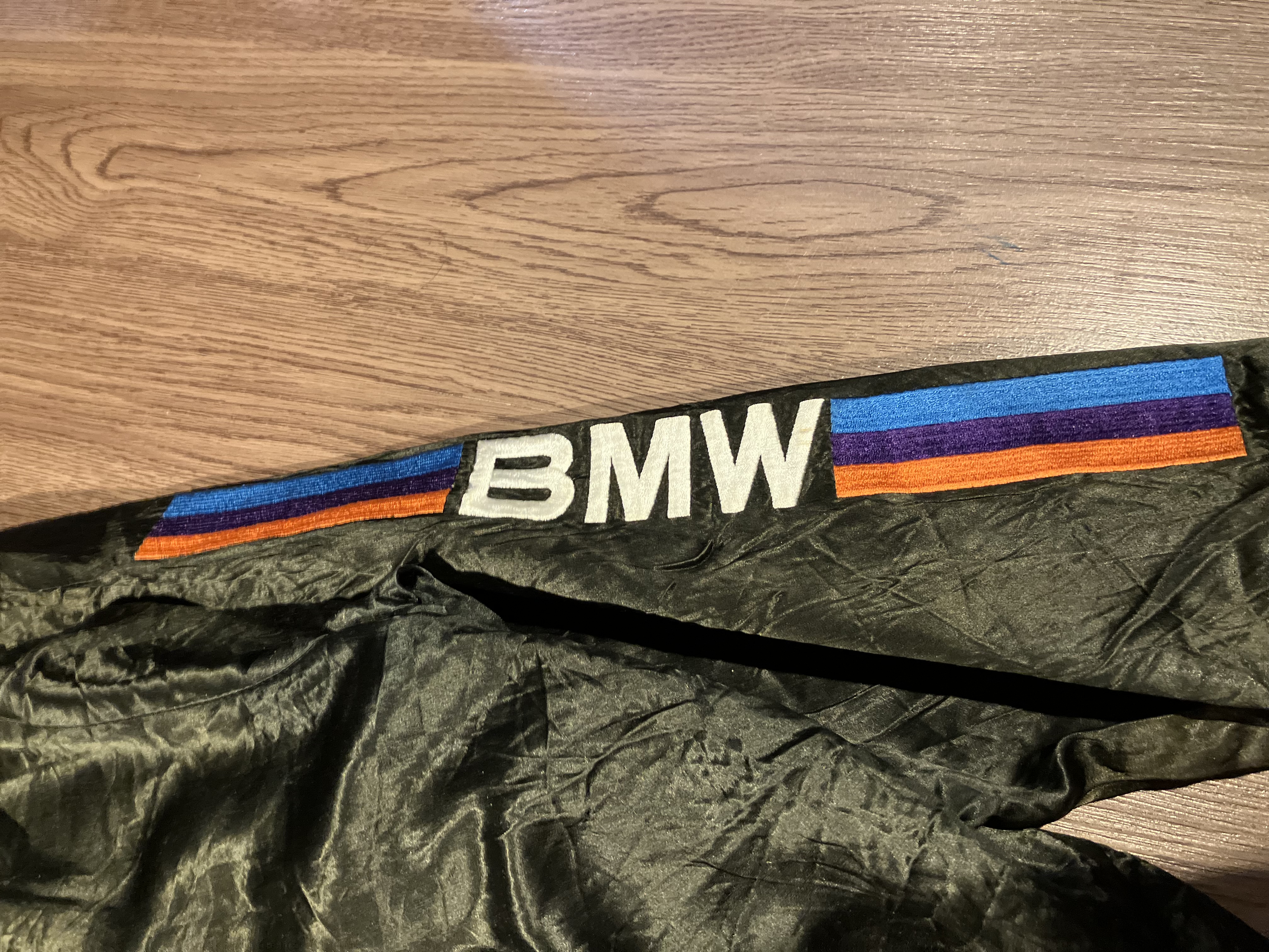 [L] Bmw Tapped Logo Satin Bomber Jacket by Style Auto