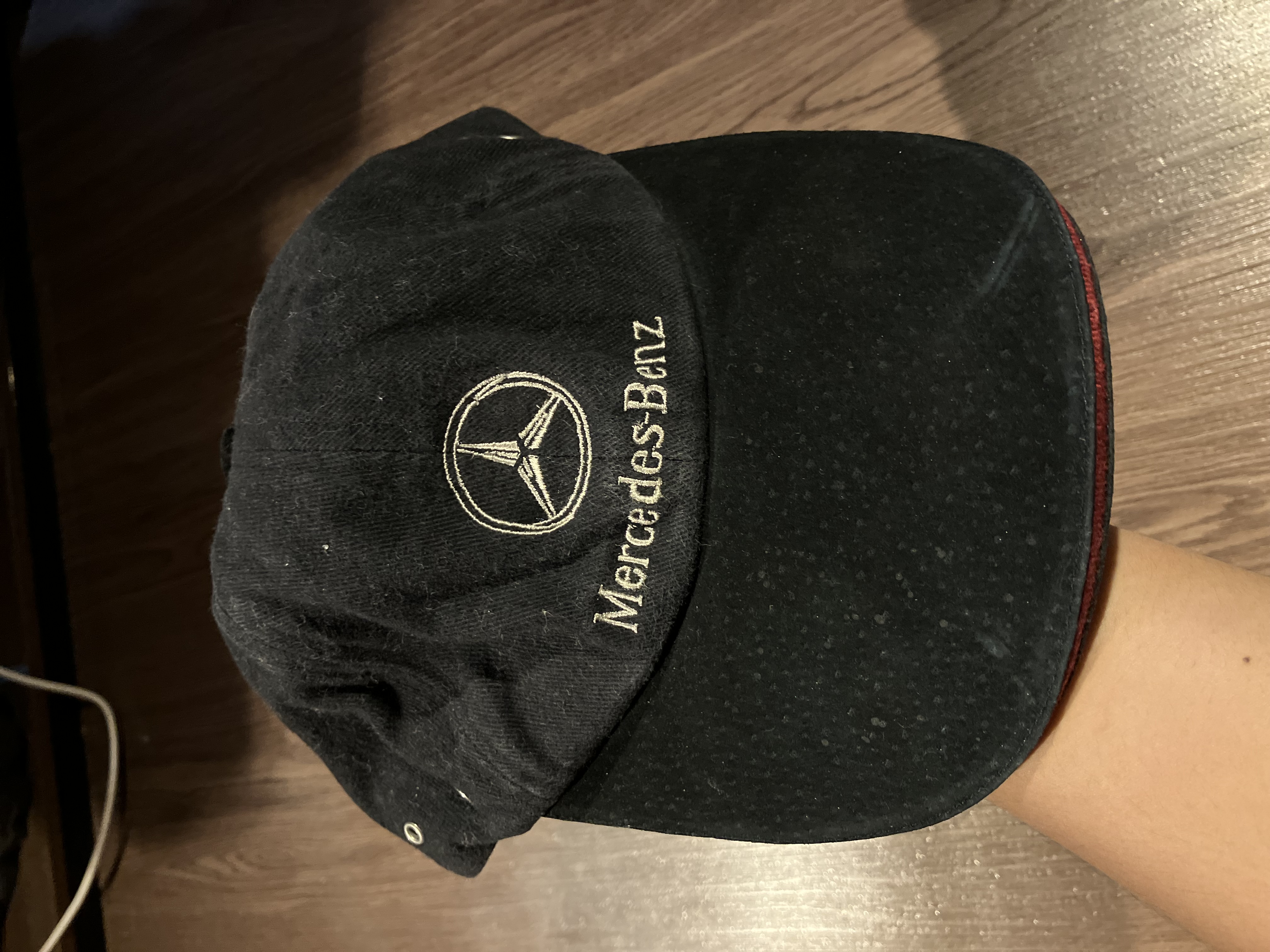 [OSFA] Mercedes Benz Leather Visor Embroidered Logo Trucker