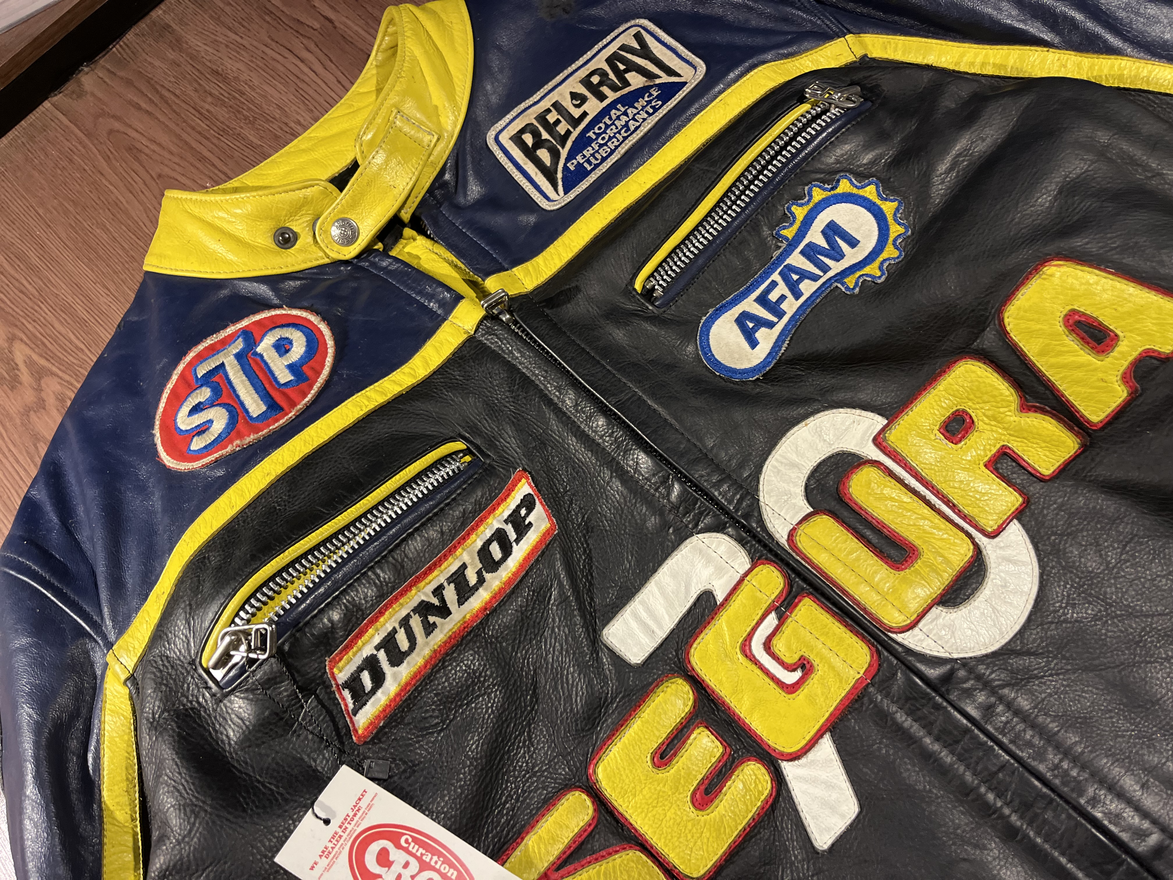 [XL] Vintage Segura 70 500cc Genuine Leather Racing Jacket w/ attachable protector