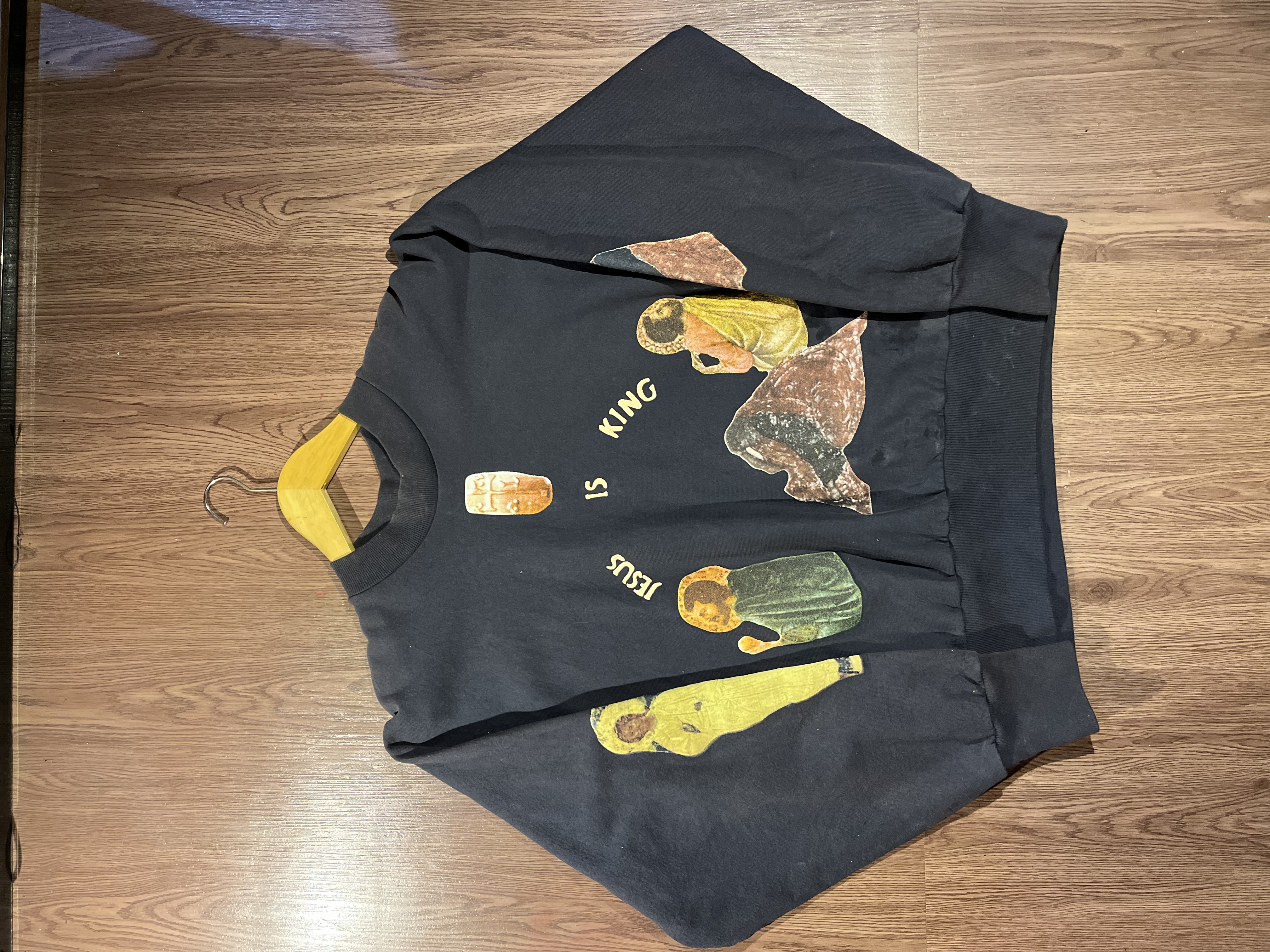 [L] Yeezy Jesus Is King Cross Crewneck II FW 2019 Washed Navy (near black) 