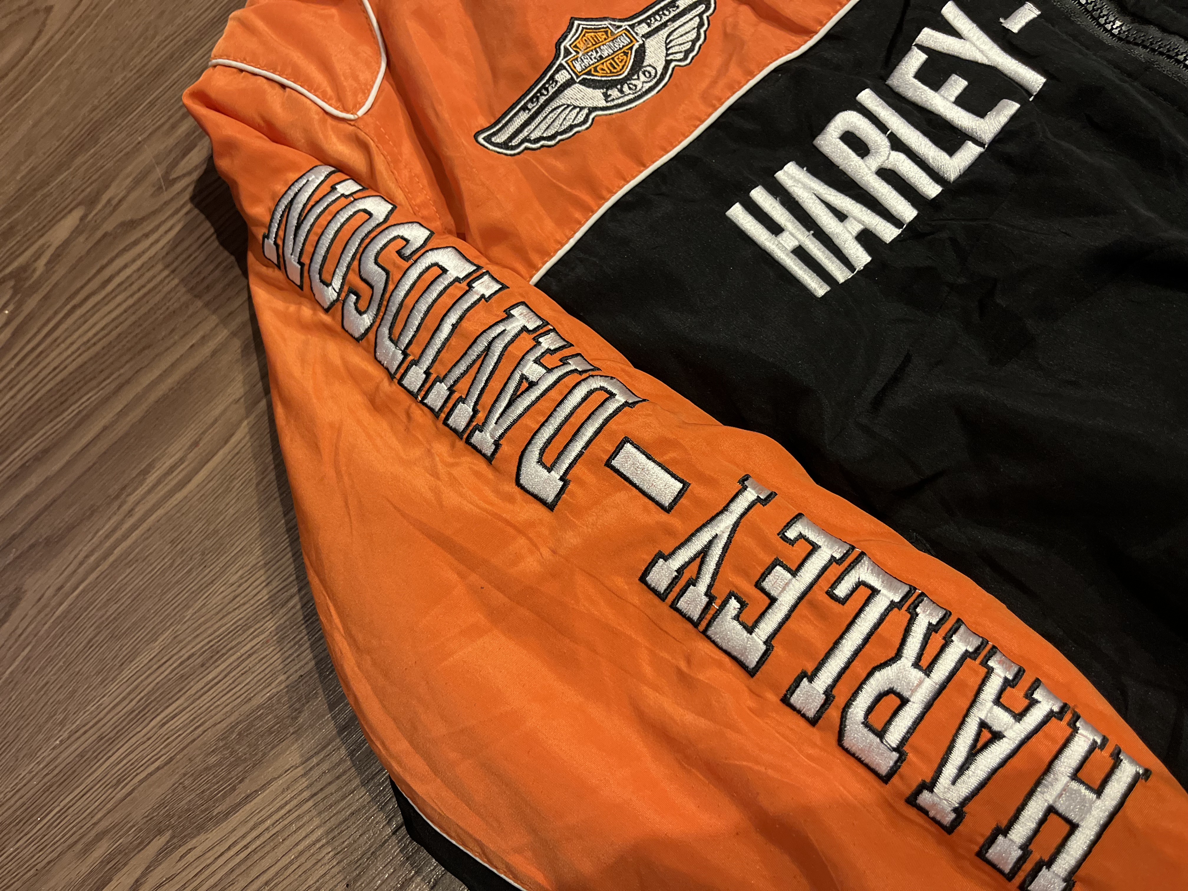[XL] Early 2000s Harley Davidson 100th Anniversary taped Racing Jacket✨