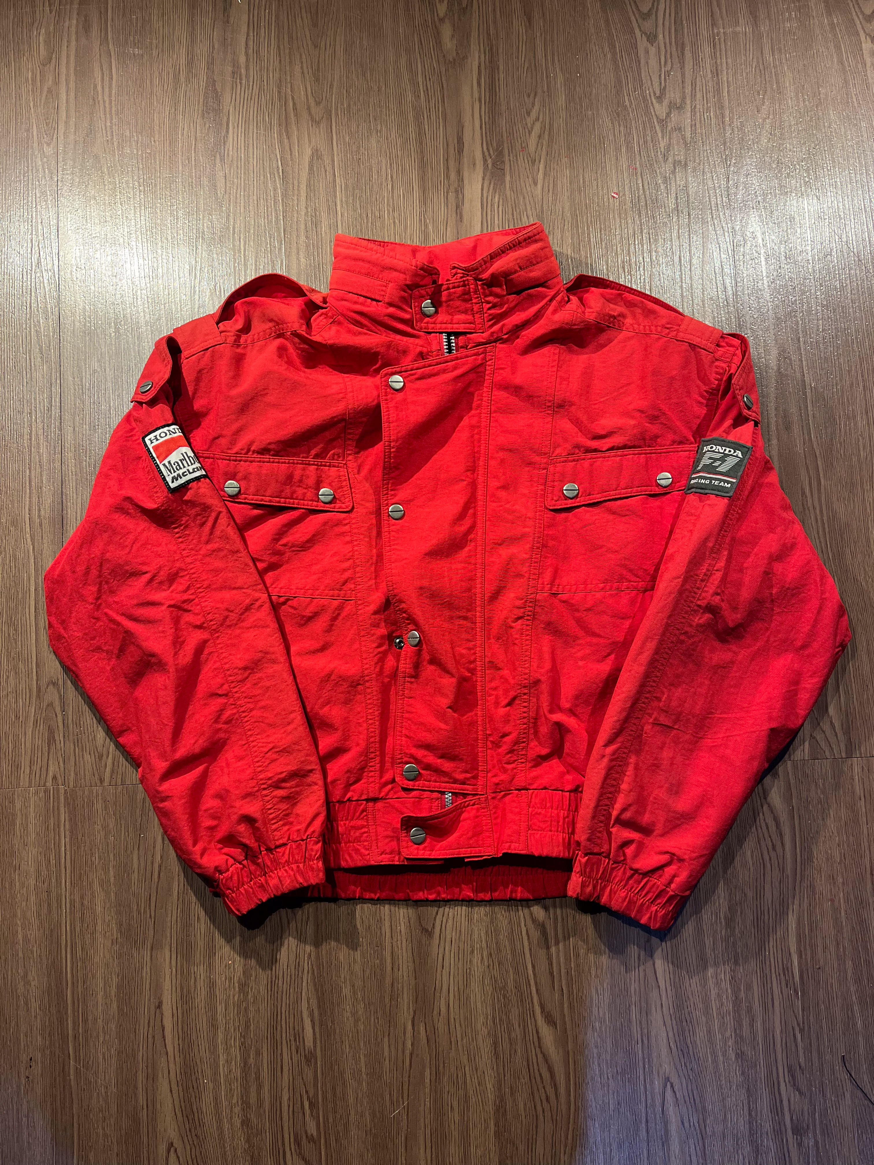[L] HISTORICAL PIECE! 80s Honda Marlboro McLaren Ayrton Senna Era Team Racing Jacket✨