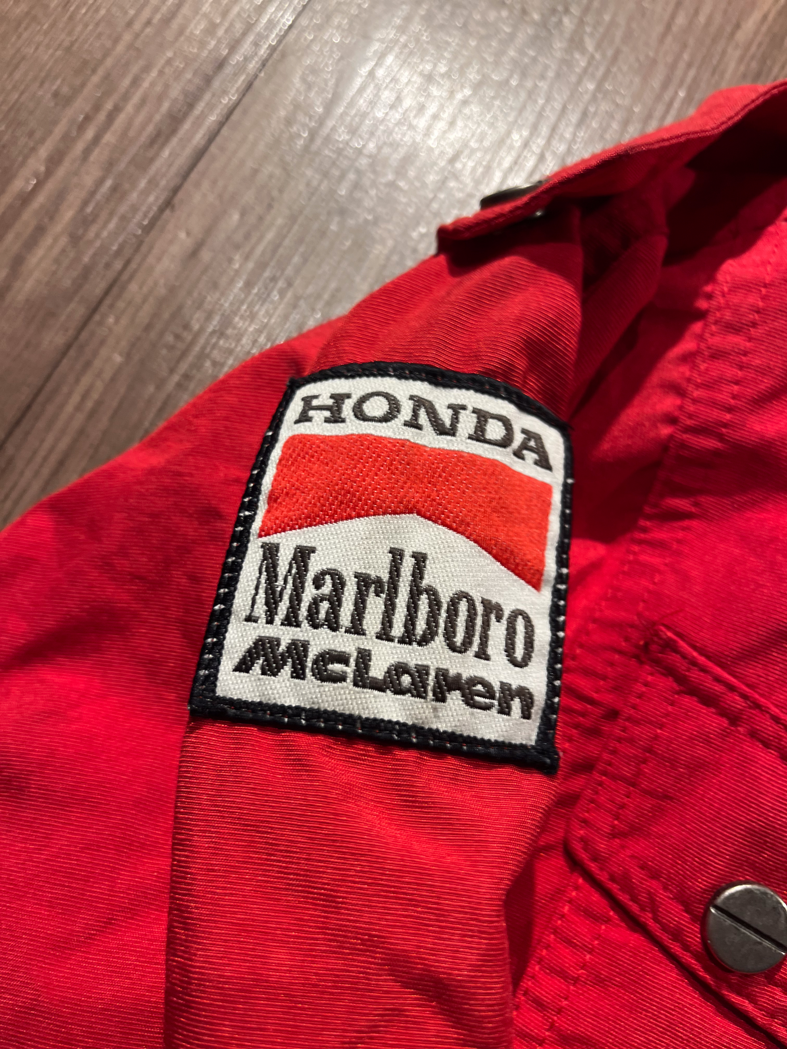 [L] HISTORICAL PIECE! 80s Honda Marlboro McLaren Ayrton Senna Era Team Racing Jacket✨