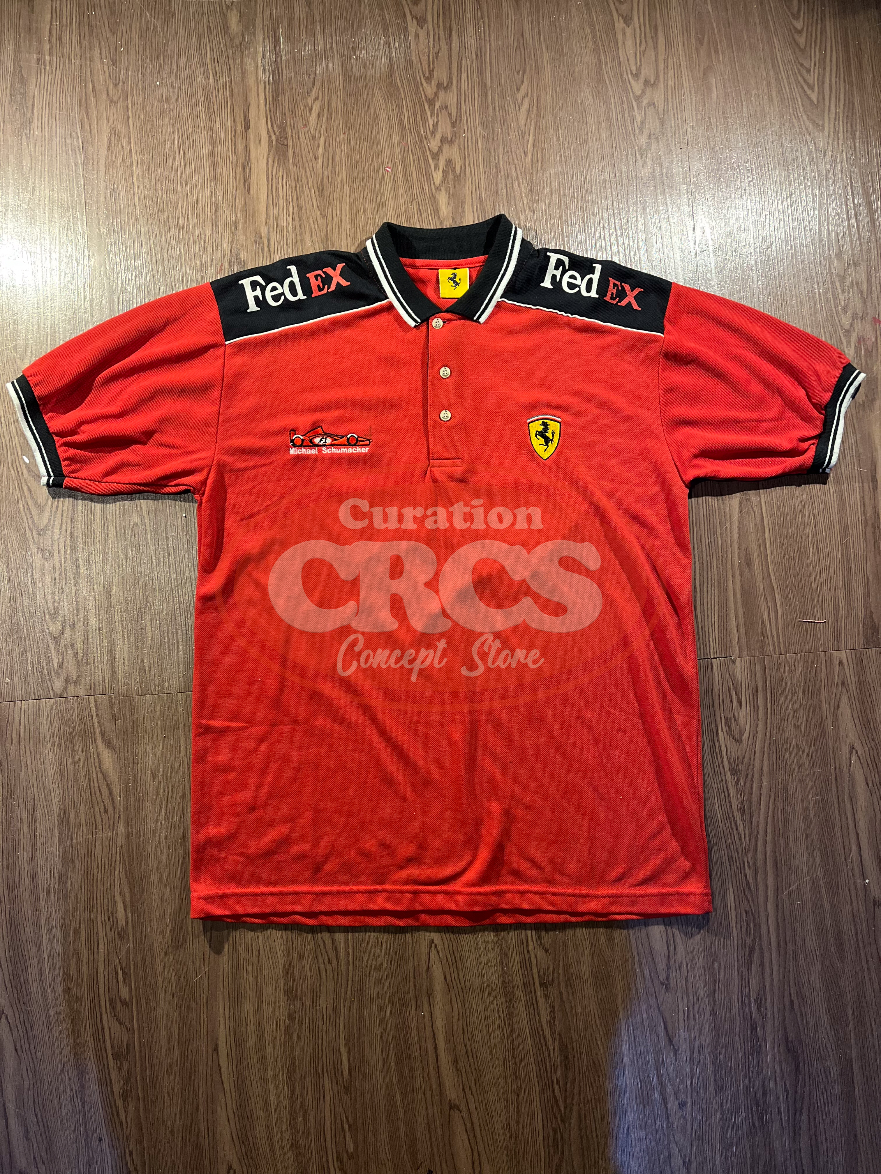[L] Scuderia Marlboro Ferrari Michael Schumacher Team F1 World Champions Polo Shirt ✨
