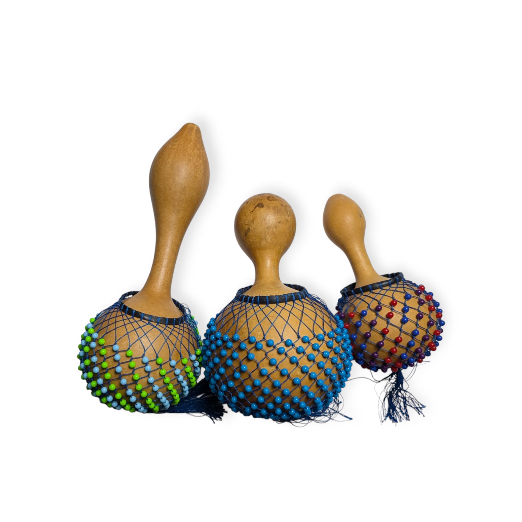 Shekere Shaker – Authentic African Percussion Instrument | Handwoven Calabash Gourd with Beaded Netting | Small, Medium & Large Sizes