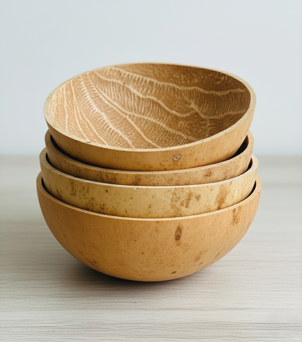 Handmade African Calabash Bowls – Set of 3 | Natural Dried Gourd Bowls for Kitchen, Decor & Crafts