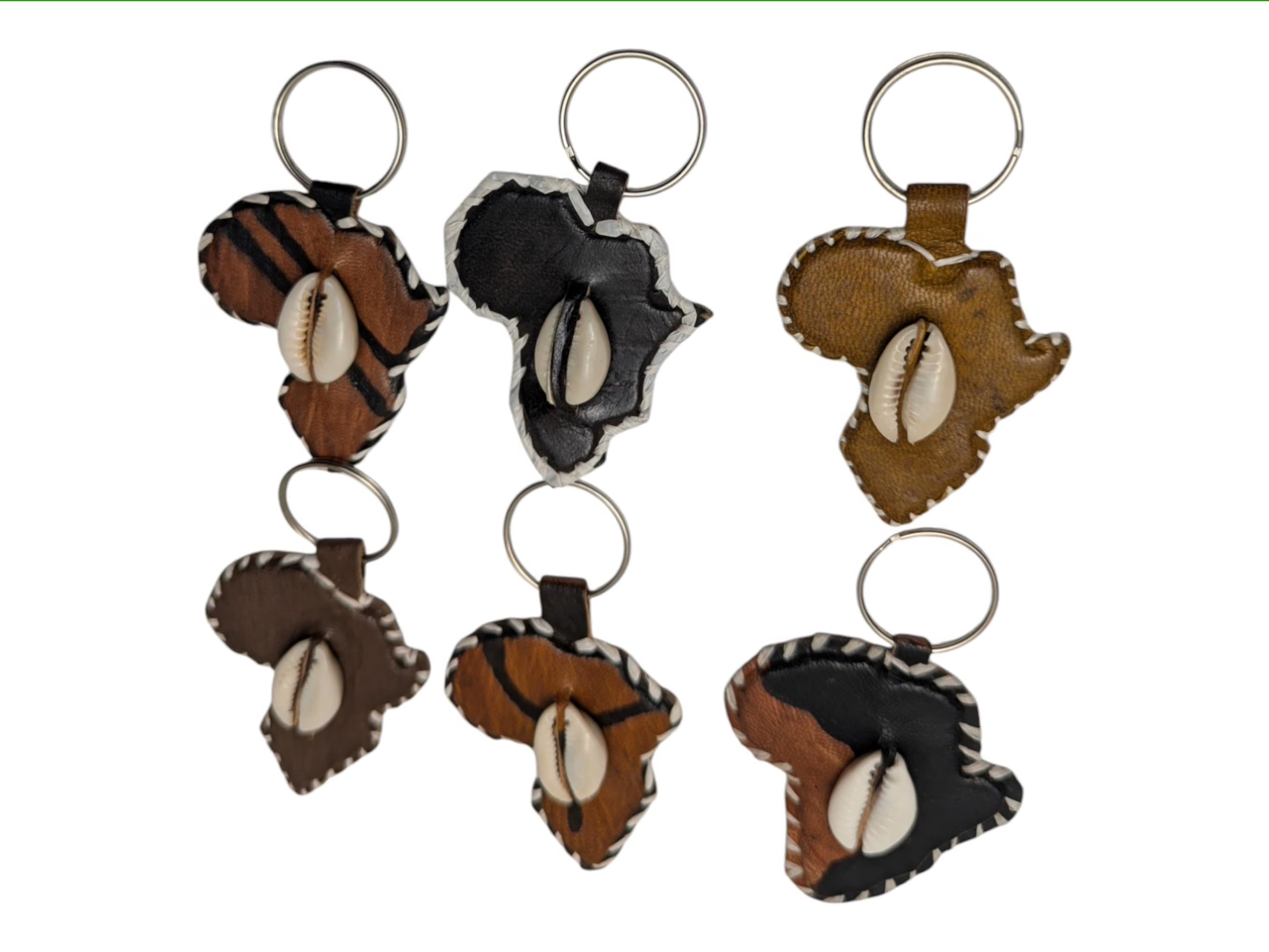 Handmade Leather Keychain with Shell