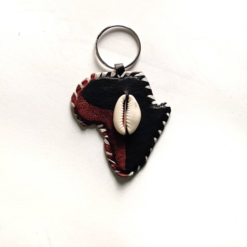 Handmade Leather Keychain with Shell