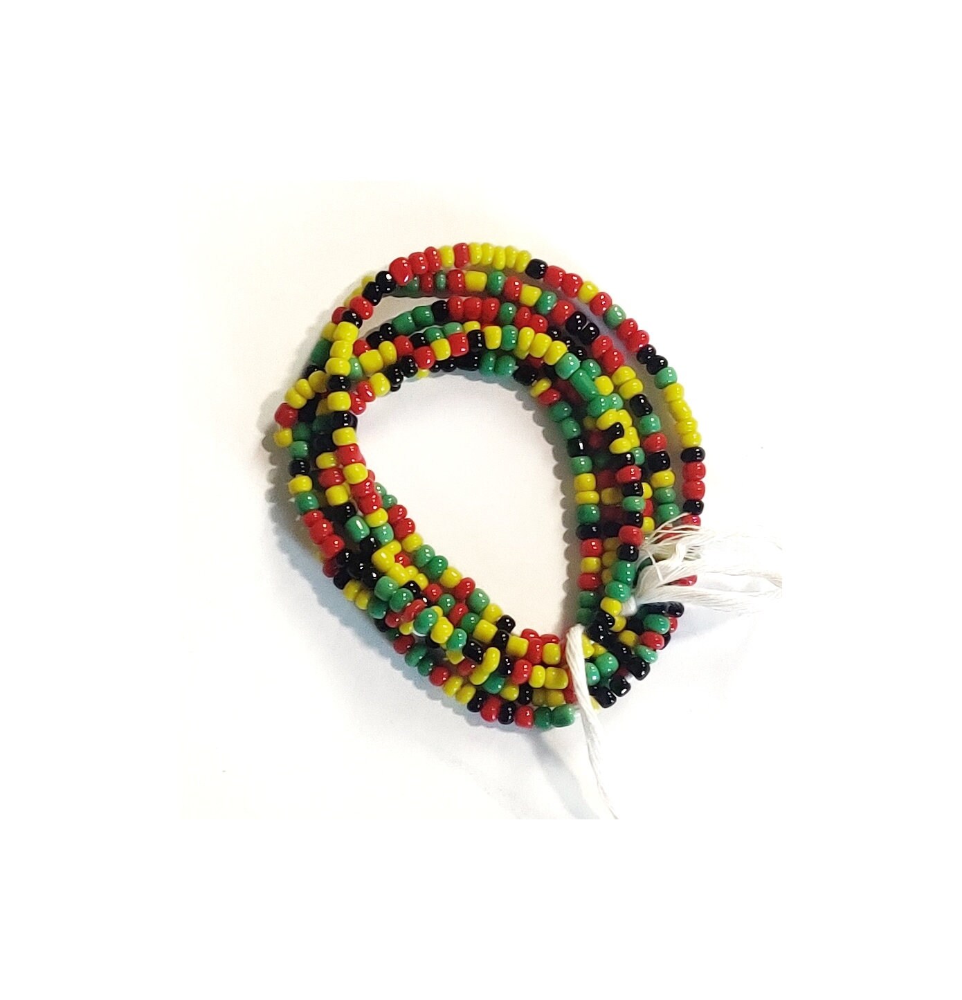 Handmade African Waist Beads 50" Vibrant Red Yellow Green Black Glass Beads Made in Ghana Cultural Jewelry for Women Ethically Sourced Ghanaian Artisan Crafted High-Quality Materials Multi-Purpose Use
