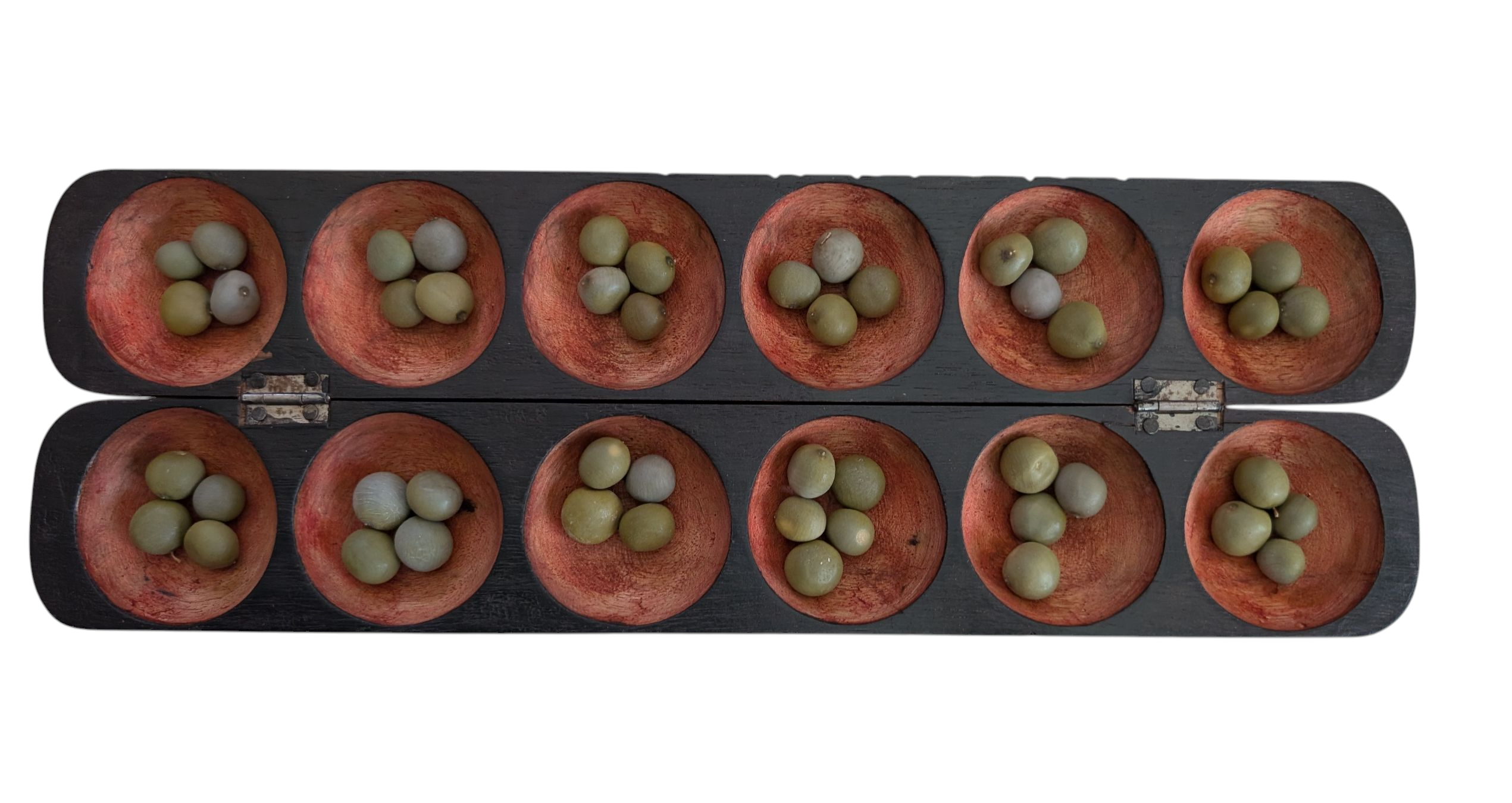 Handcrafted Oware Game Set Authentic Mancala Board from Ghana African Strategy Game Adinkra Symbols with Traditional Adinkra Symbols Design Dimensions 16" L x 4" W