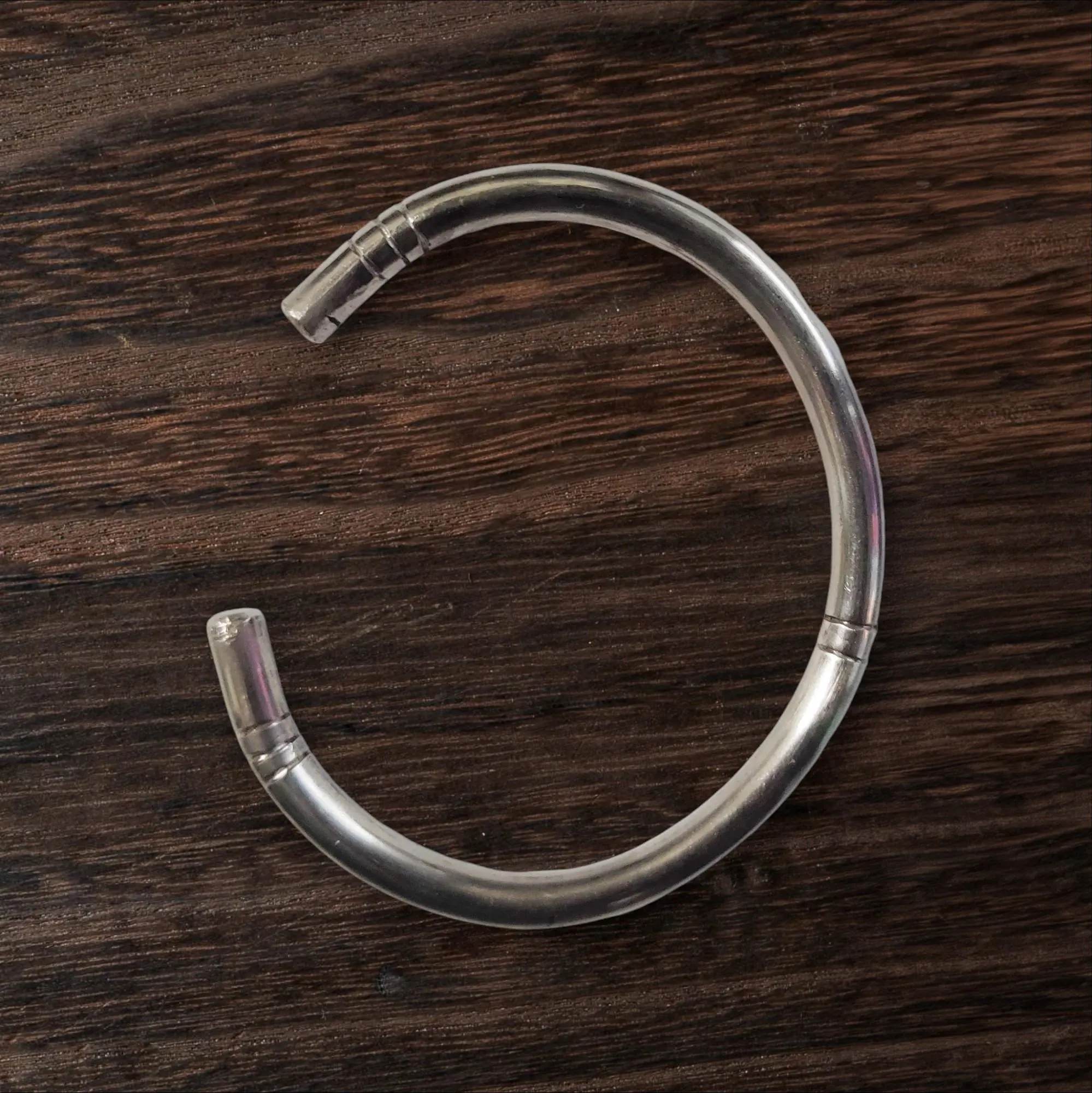 Handcrafted Silver-Tone Men's Cuff Bangle - Clean Cool Confident Minimalist Modern Everyday Accessory for Small to Medium Wrist Sizes