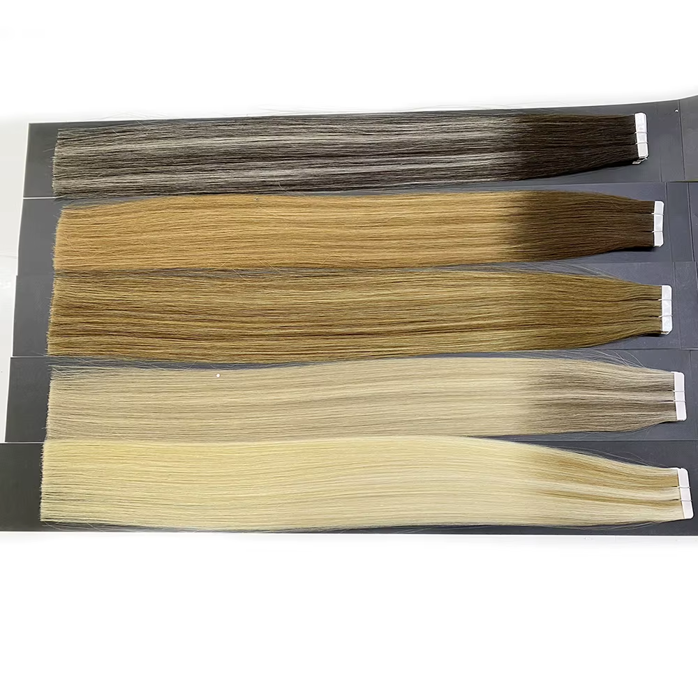 High quality tape hair extensions 100% one donor virgin human hair full cuticle tape hair extensions