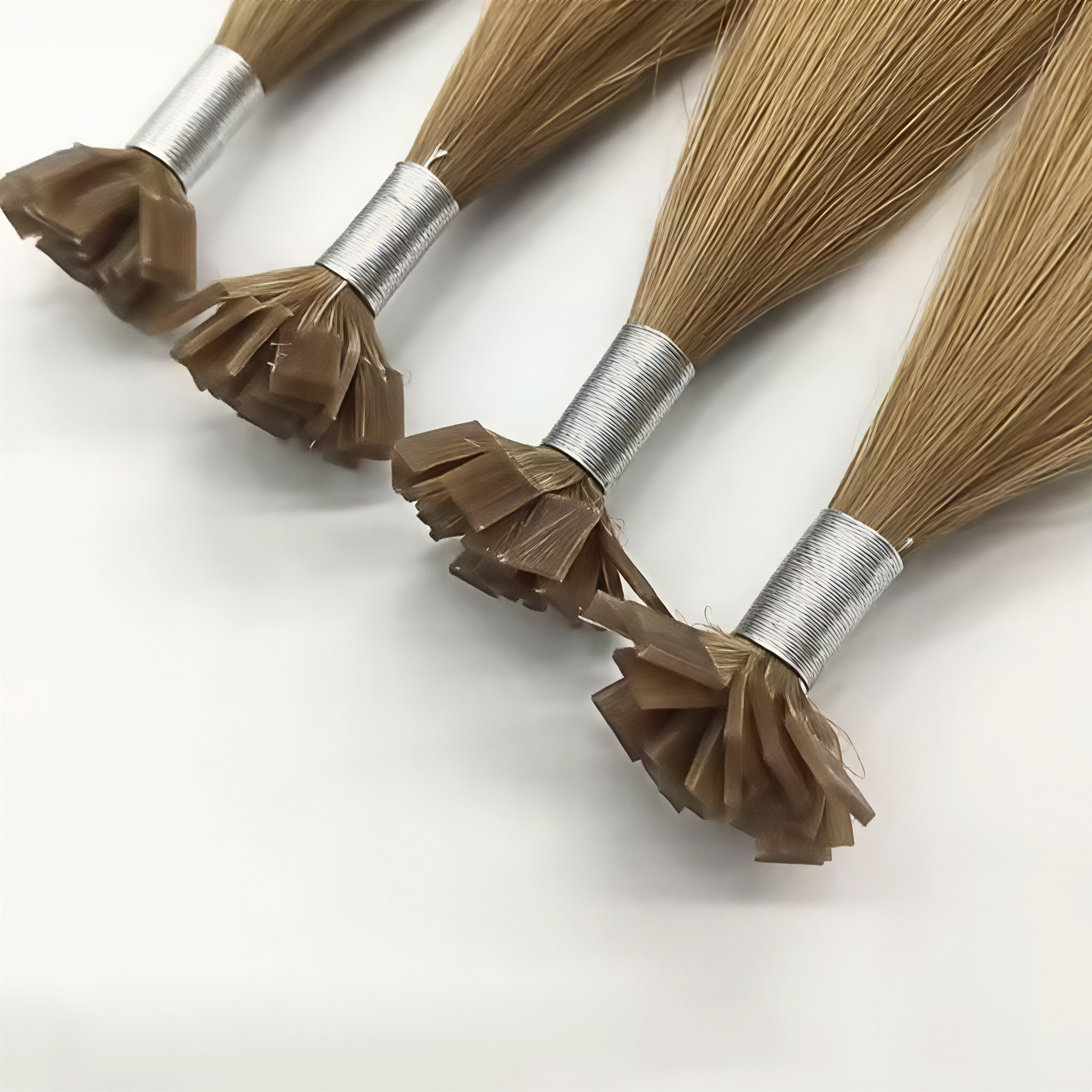 Top quality Russian Remy Ma keratin flat head human hair double pull flat head extension Italian glue pointed head 