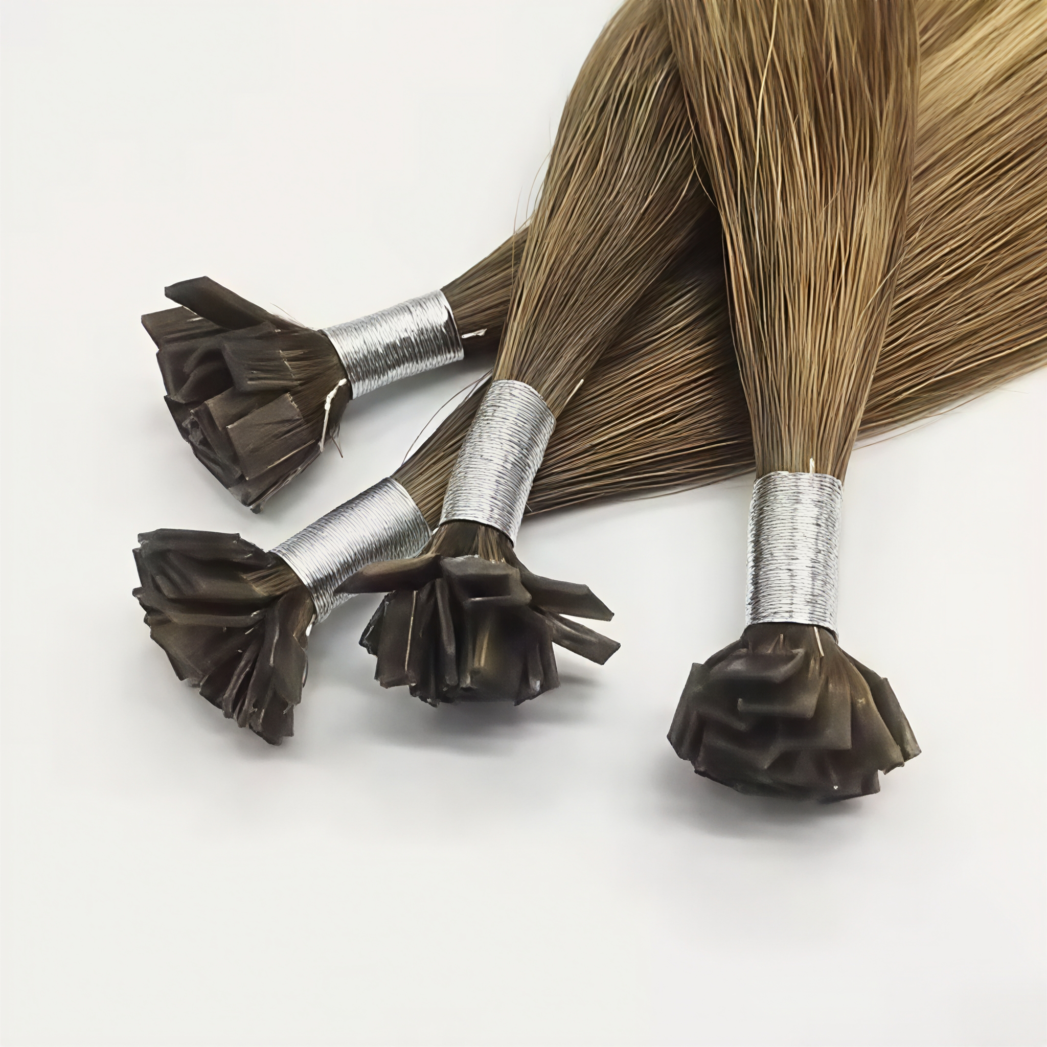 Top quality Russian Remy Ma keratin flat head human hair double pull flat head extension Italian glue pointed head 