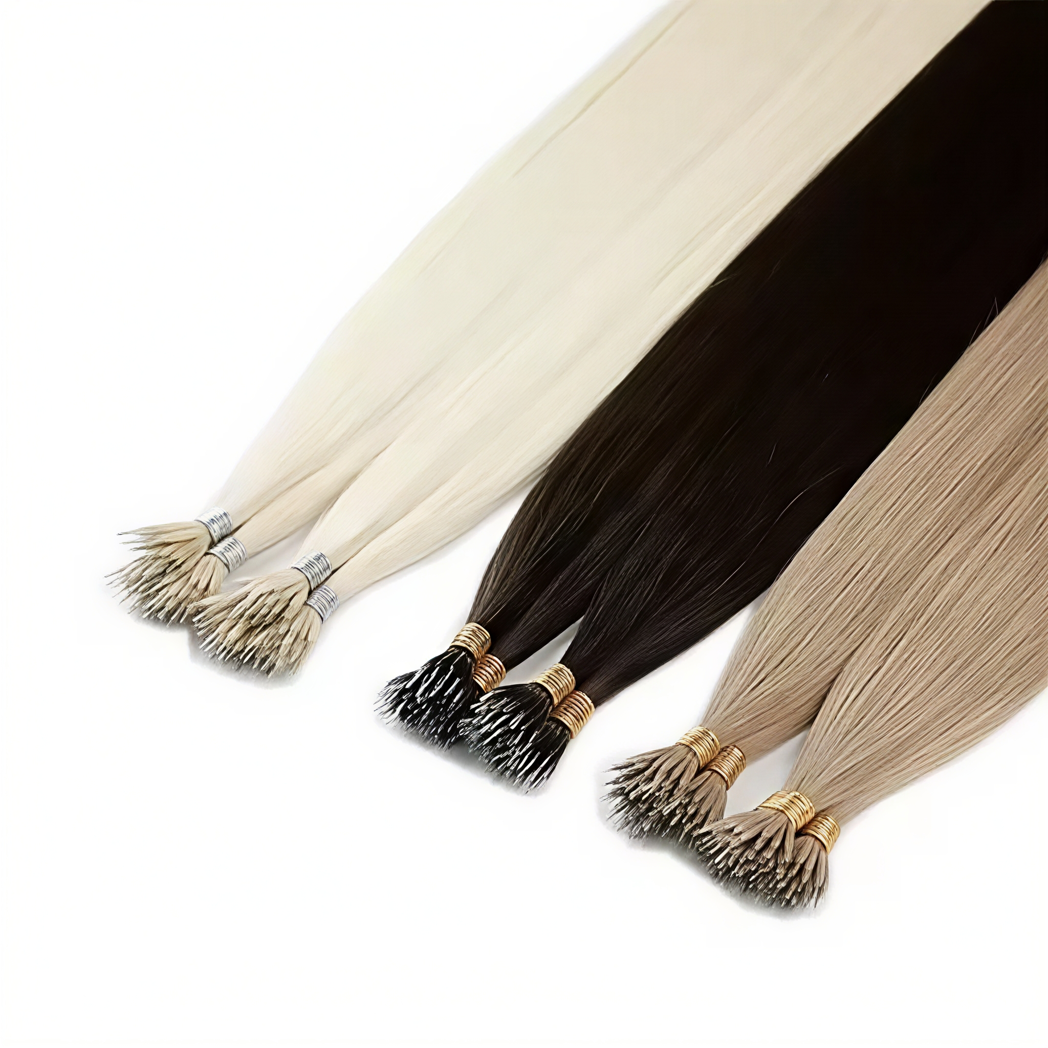 Custom Cuticle Arrangement Virgin Russian Hair Nano Ring Human Hair Extensions