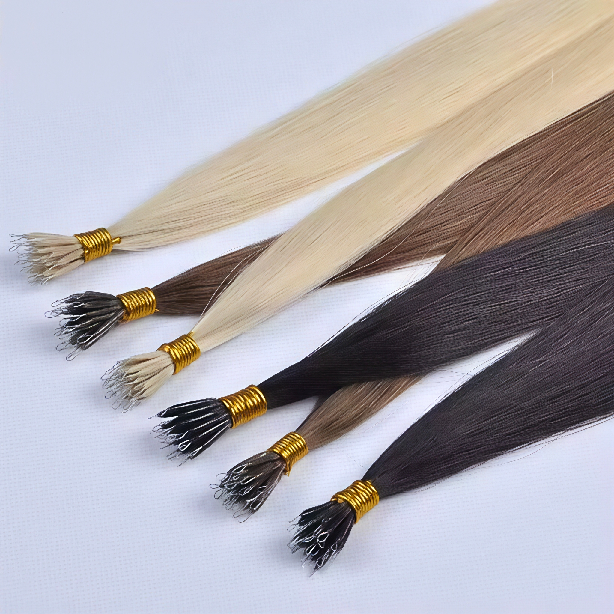 Custom Cuticle Arrangement Virgin Russian Hair Nano Ring Human Hair Extensions