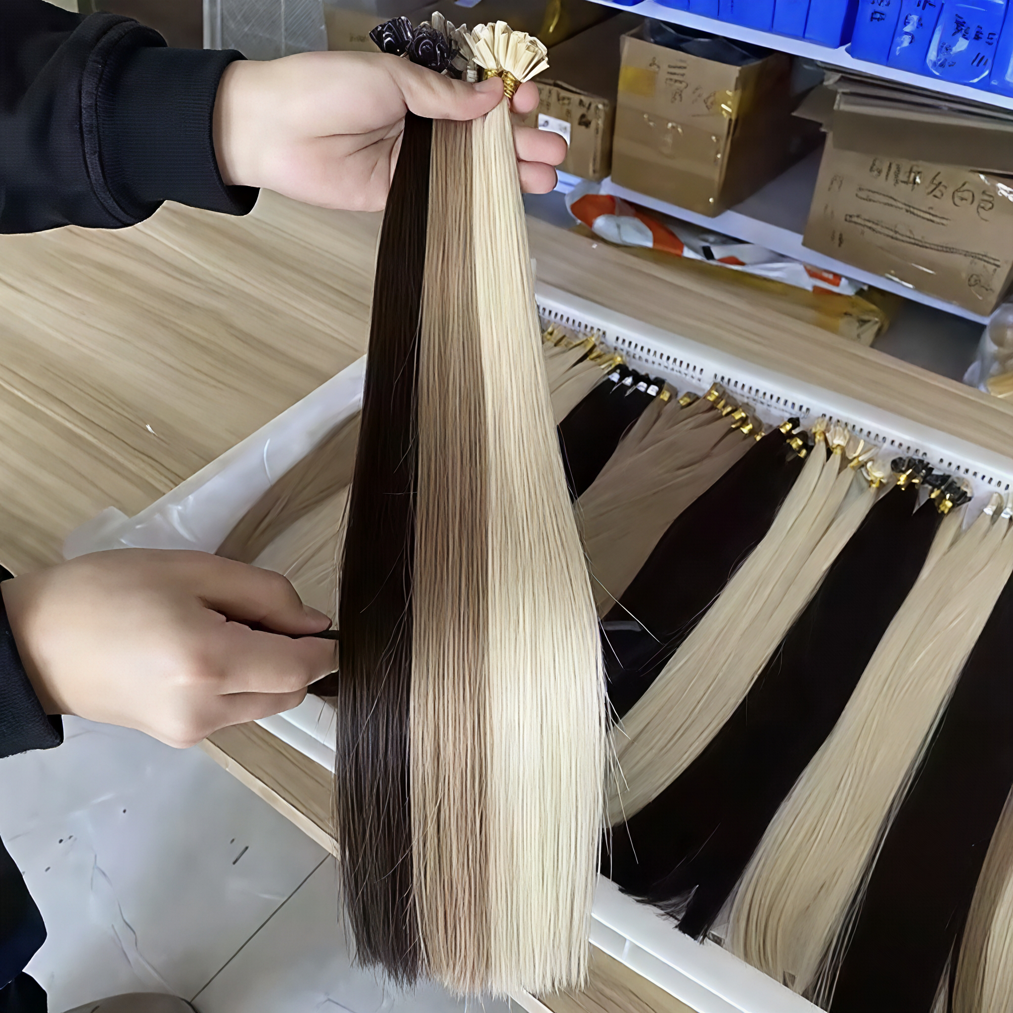 100% remy 1g u head human hair keratin extensions, 18 inches pre-bonded u head human hair extension products