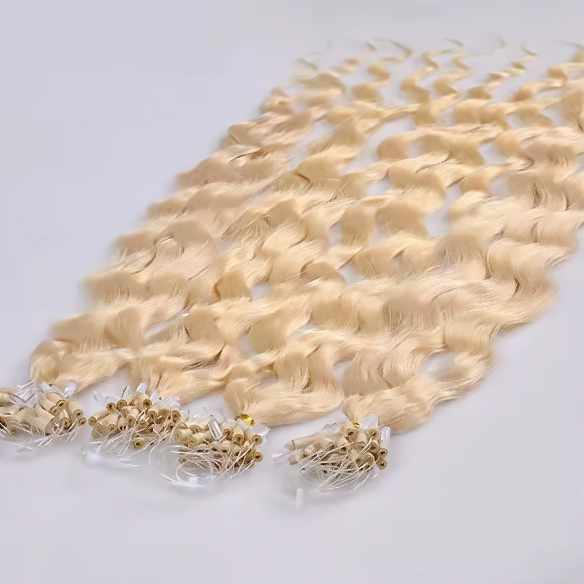 Beautiful golden micro ring fine weft double pull human hair extensions