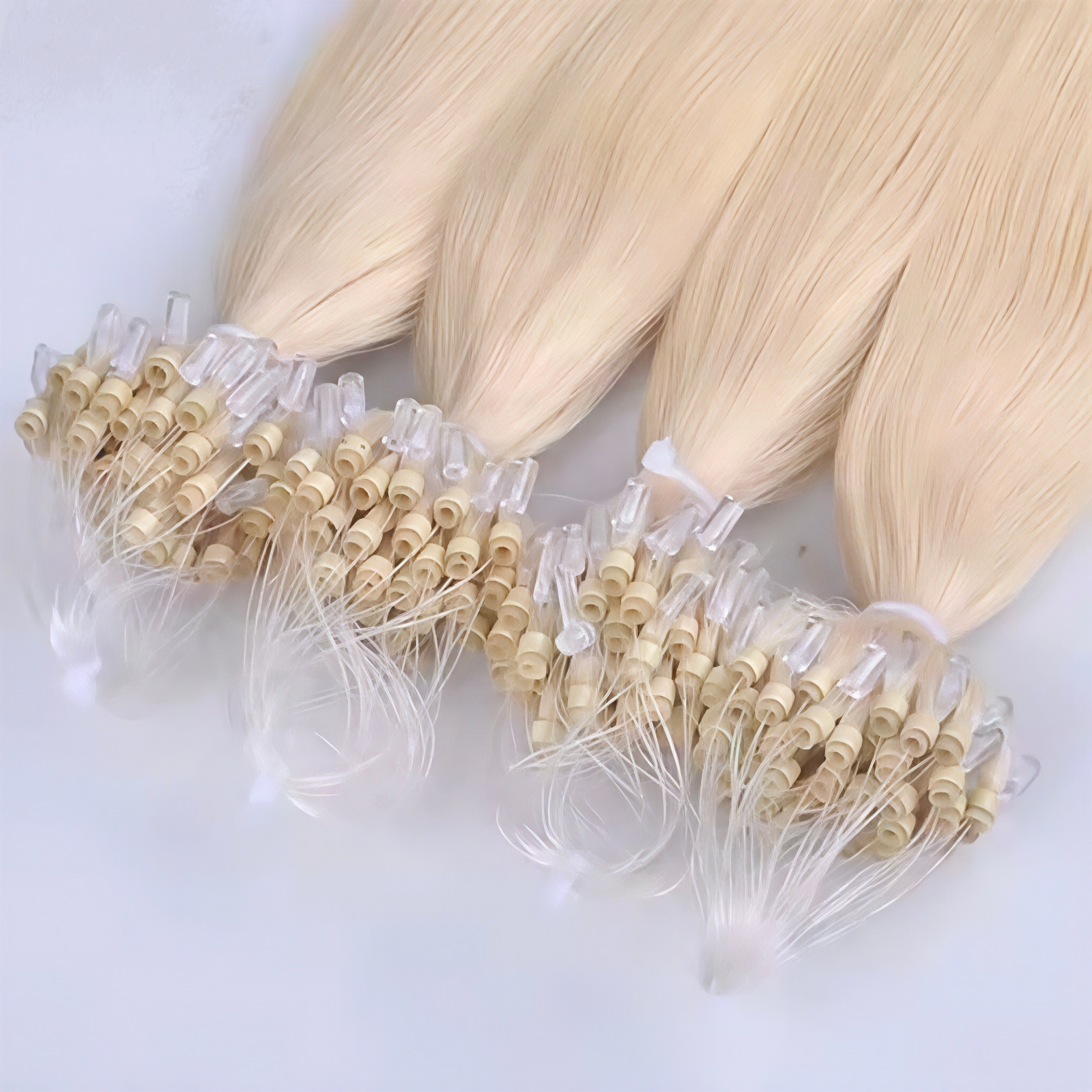 Beautiful golden micro ring fine weft double pull human hair extensions