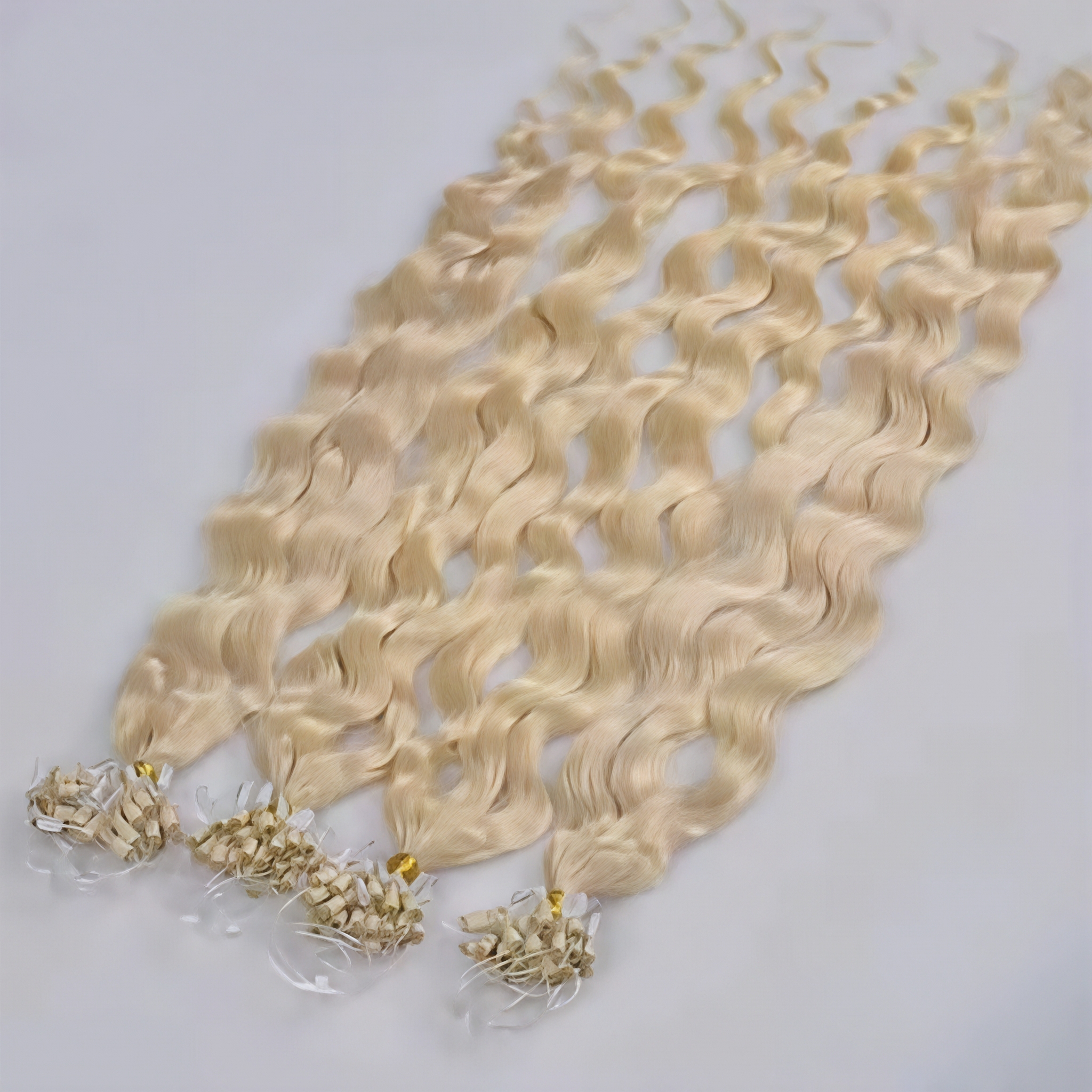 Pretty Blonde Micro Links/Loop Thin Weft Double Pull Human Hair Extensions