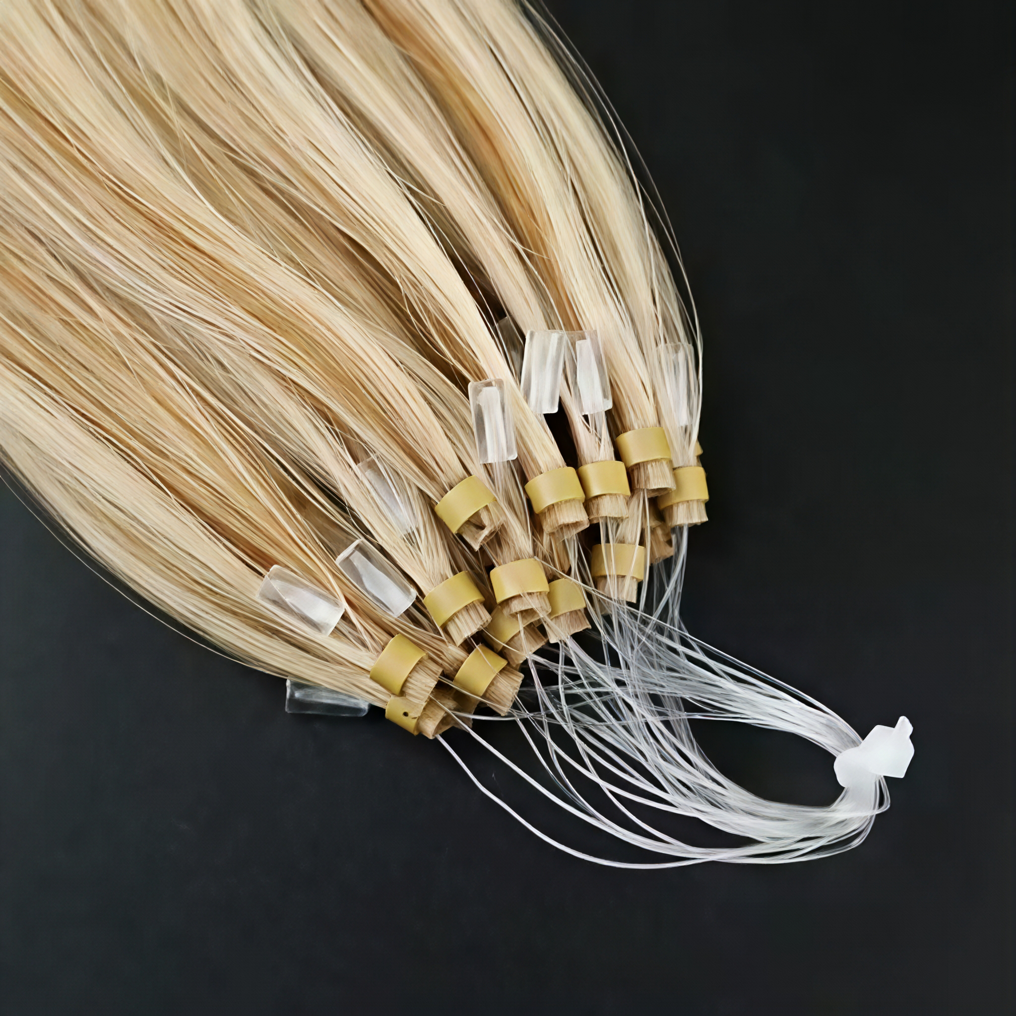 Pretty Blonde Micro Links/Loop Thin Weft Double Pull Human Hair Extensions