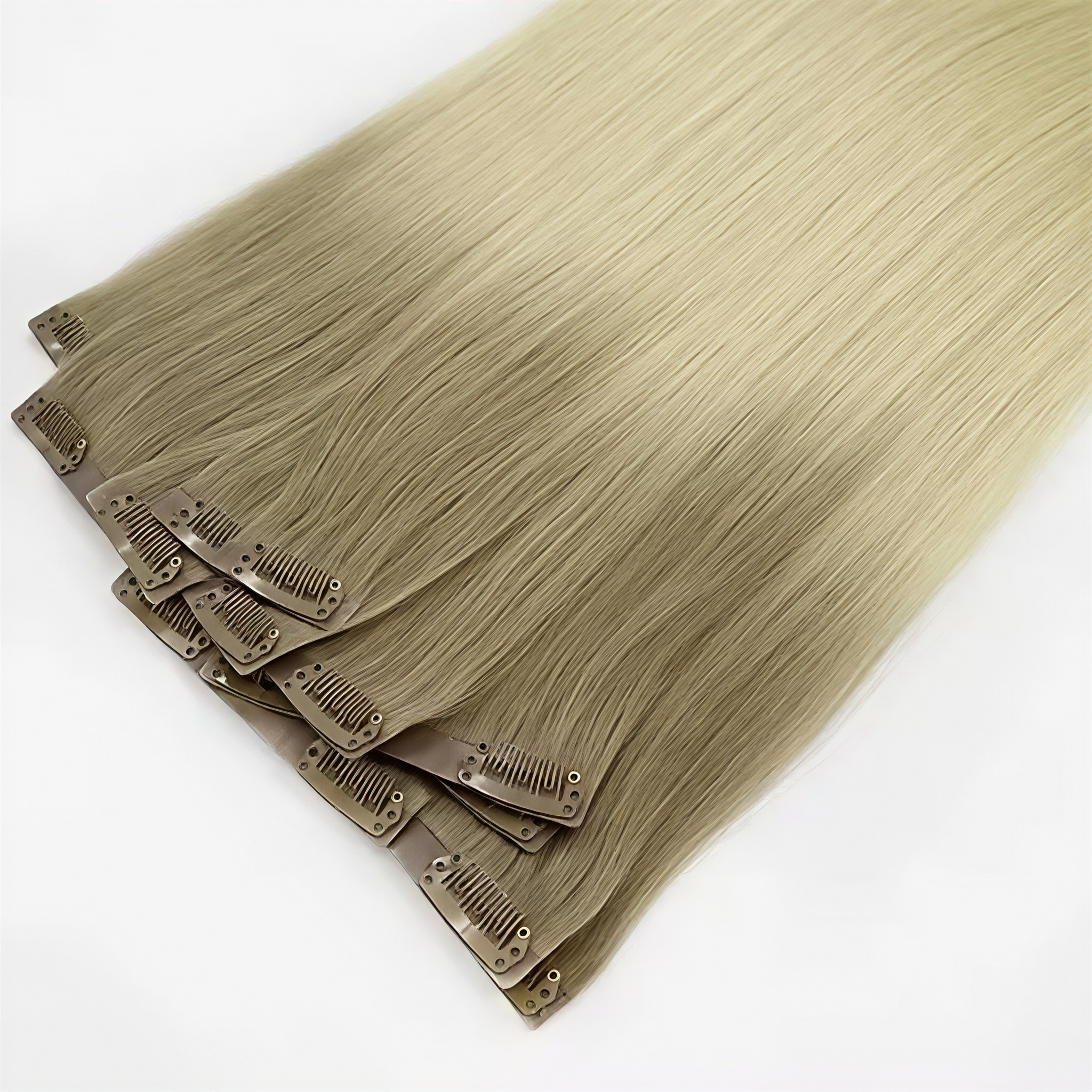 Seamless human hair clips invisible clip in hair extensions