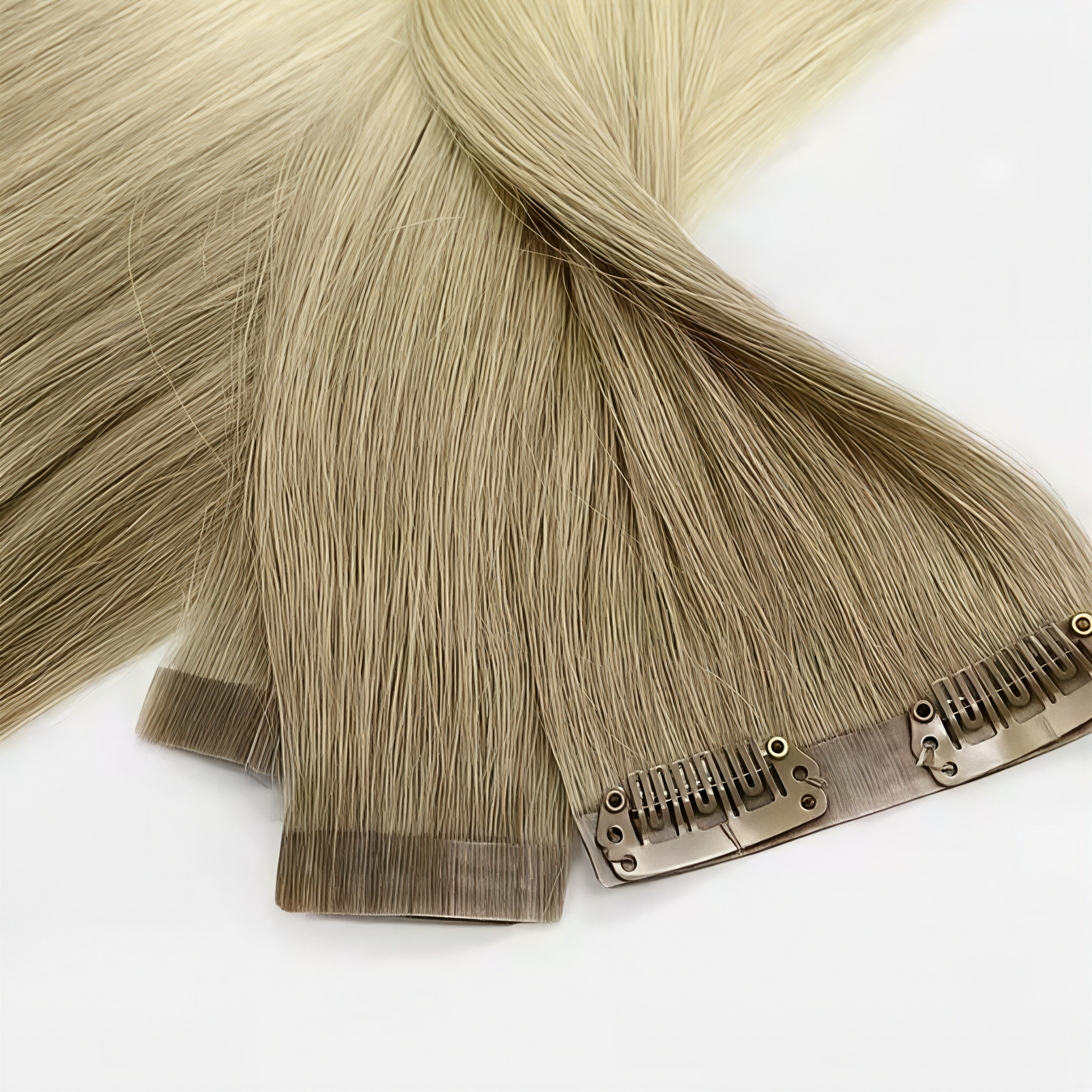 Seamless human hair clips invisible clip in hair extensions