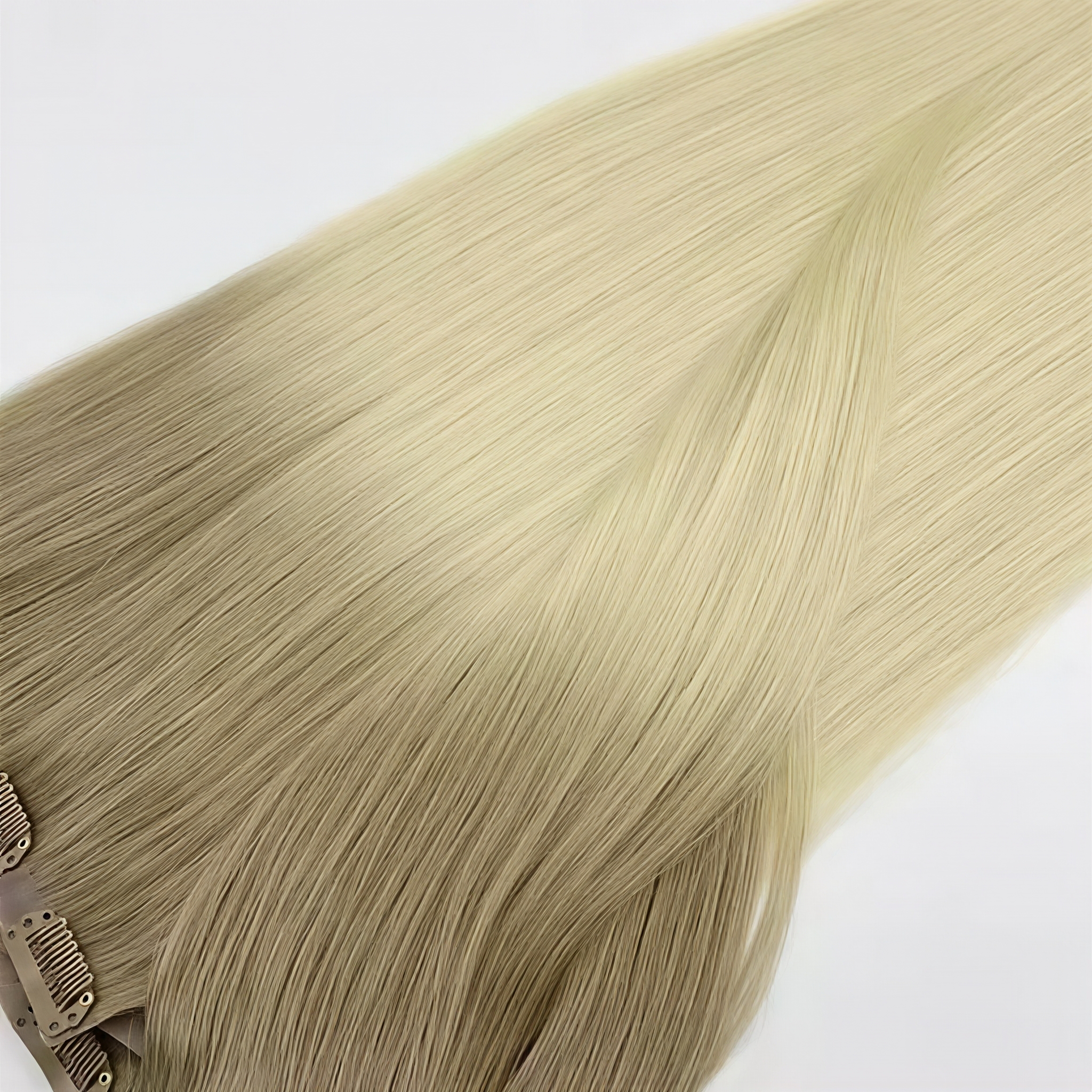 Seamless human hair clips invisible clip in hair extensions