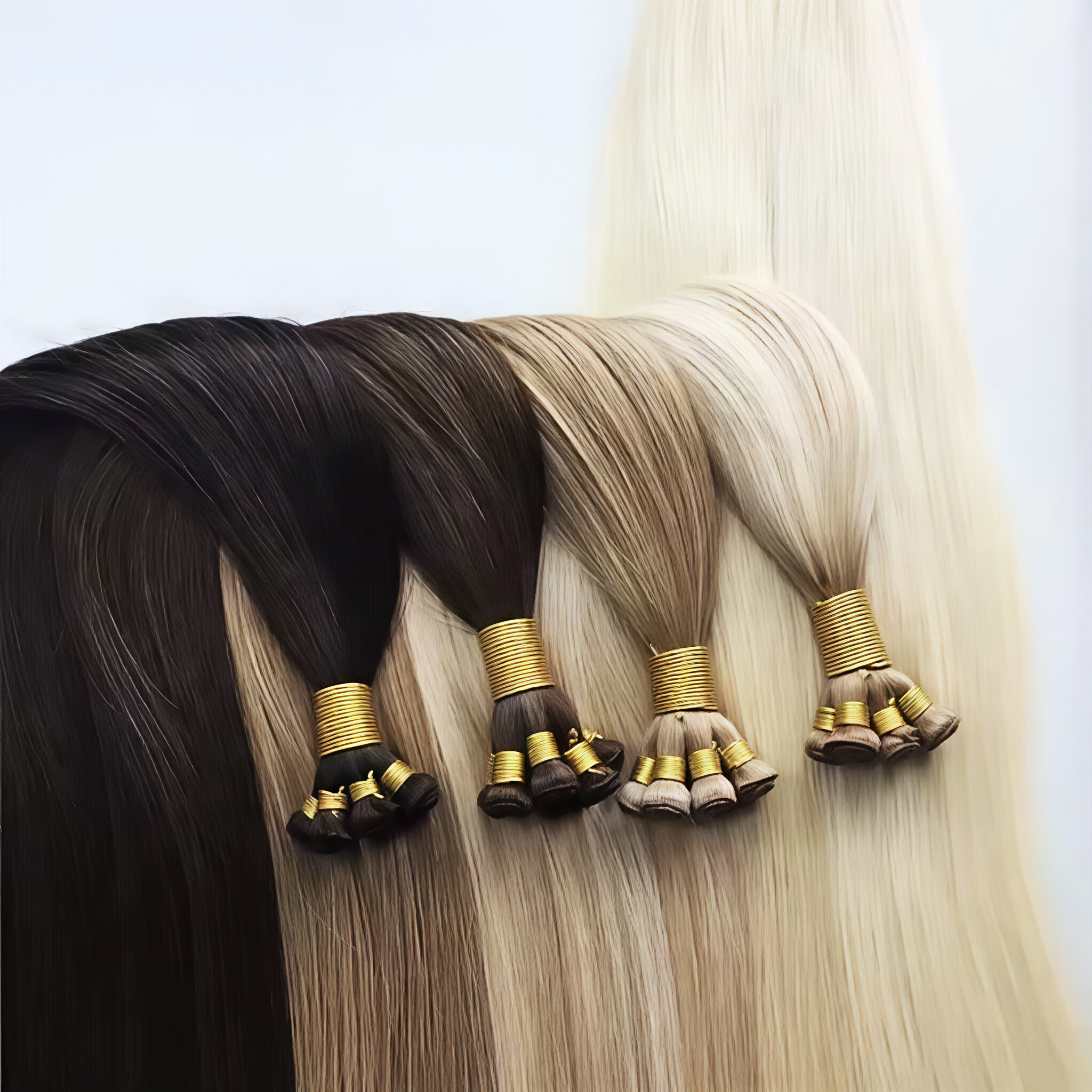 Russia no shedding 100% virgin cuticle hand tied weft extension Remy thin hand tied weft extension Russia