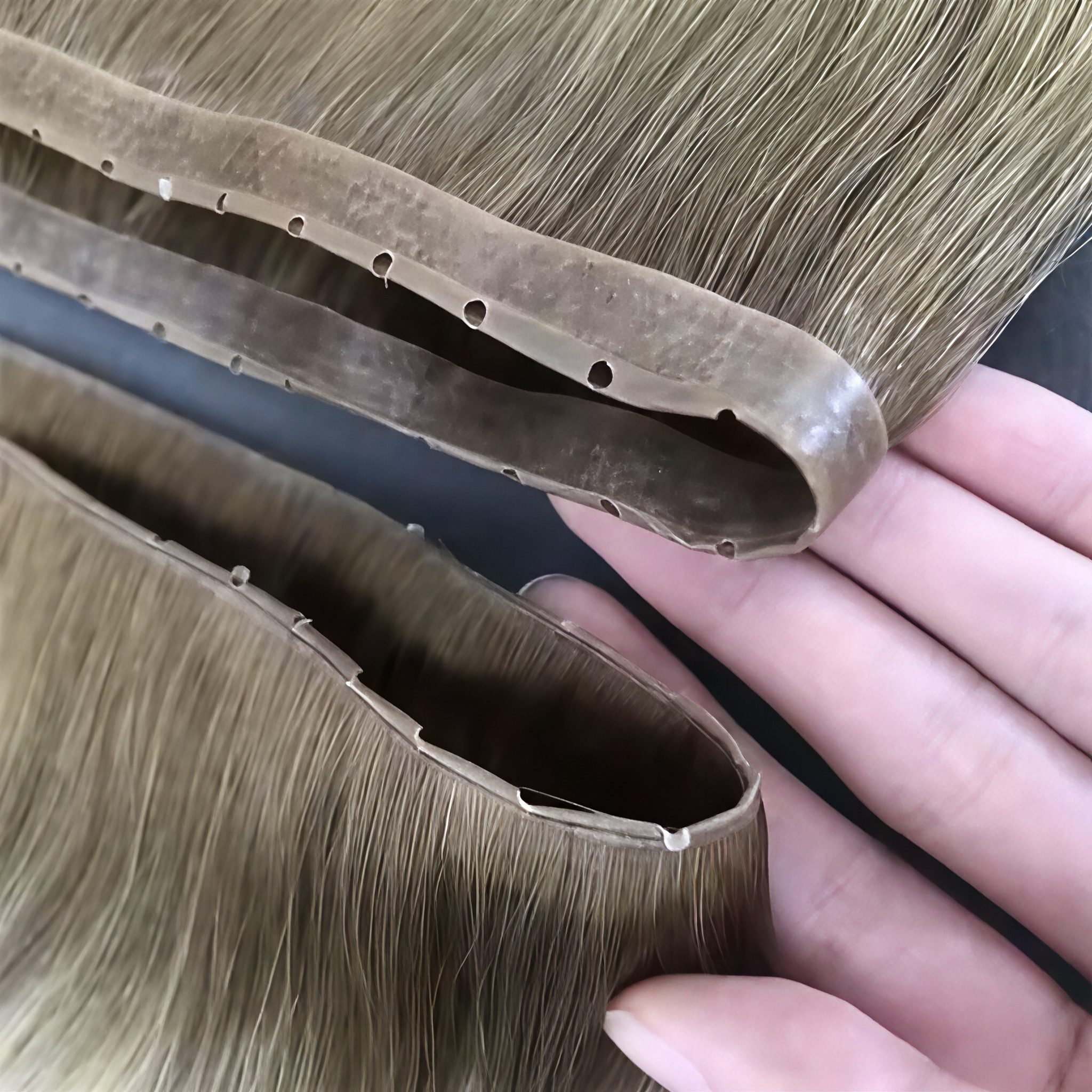 Customized Color Remy Double Drawn Russian Injection Tape Hole Weft Blonde Straight Invisible Twin Tab Hair Extensions