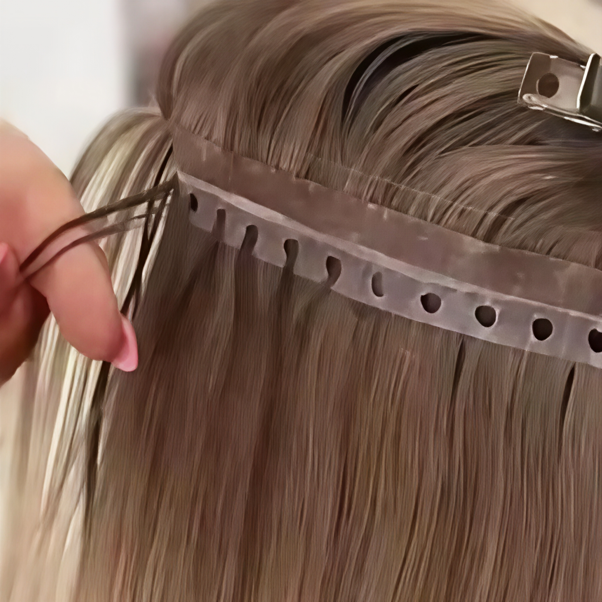 Customized Color Remy Double Drawn Russian Injection Tape Hole Weft Blonde Straight Invisible Twin Tab Hair Extensions