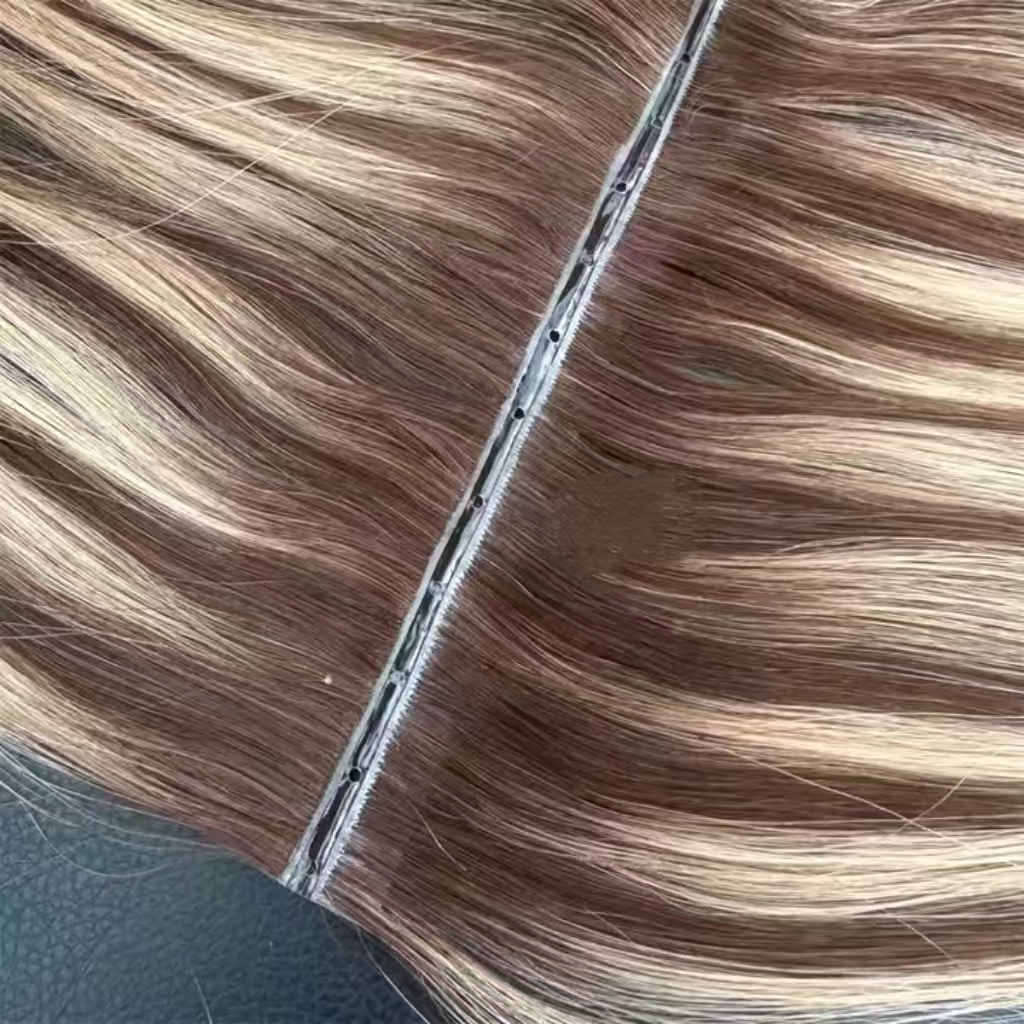 Customized Color Remy Double Drawn Russian Injection Tape Hole Weft Blonde Straight Invisible Twin Tab Hair Extensions