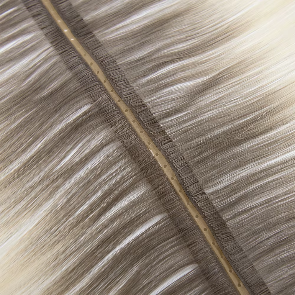 Hot Selling New Trend Double Drawn European Human Hair Weft of Invisible Butterfly Weft PU Side and Flat Weft