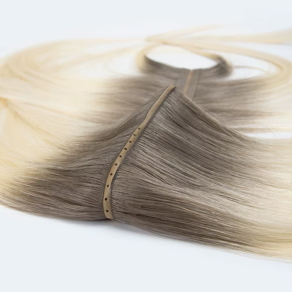 Hot Selling New Trend Double Drawn European Human Hair Weft of Invisible Butterfly Weft PU Side and Flat Weft