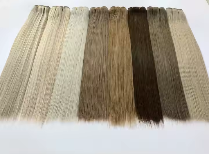 100% Human Virgin Hair for Salon Hairdressing Weft Hair Extensions Virgin Double Drawn Machine Weft
