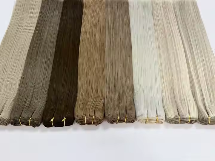 100% Human Virgin Hair for Salon Hairdressing Weft Hair Extensions Virgin Double Drawn Machine Weft