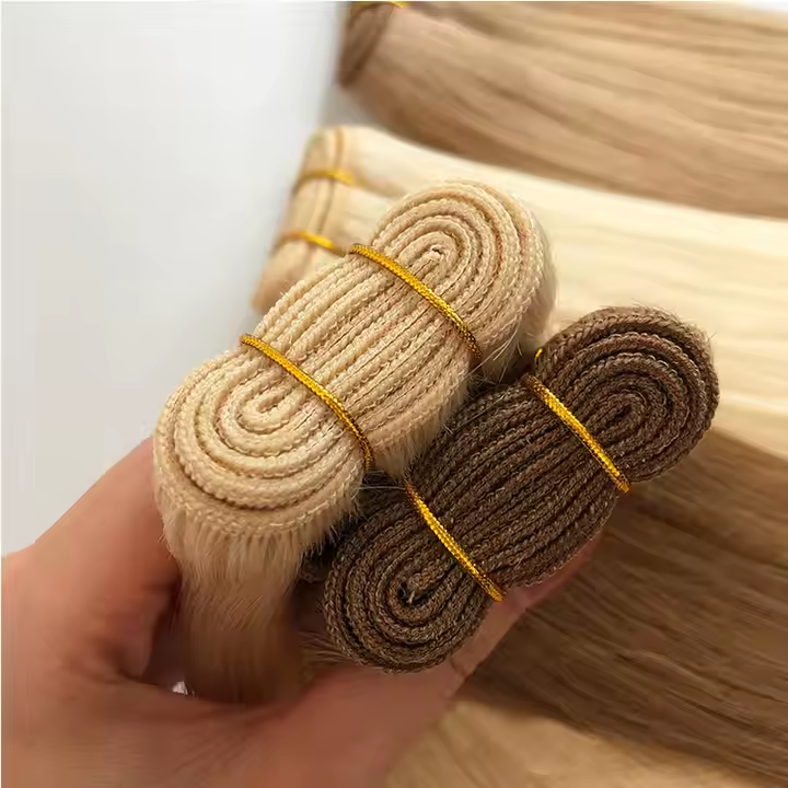 100% Human Virgin Hair for Salon Hairdressing Weft Hair Extensions Virgin Double Drawn Machine Weft