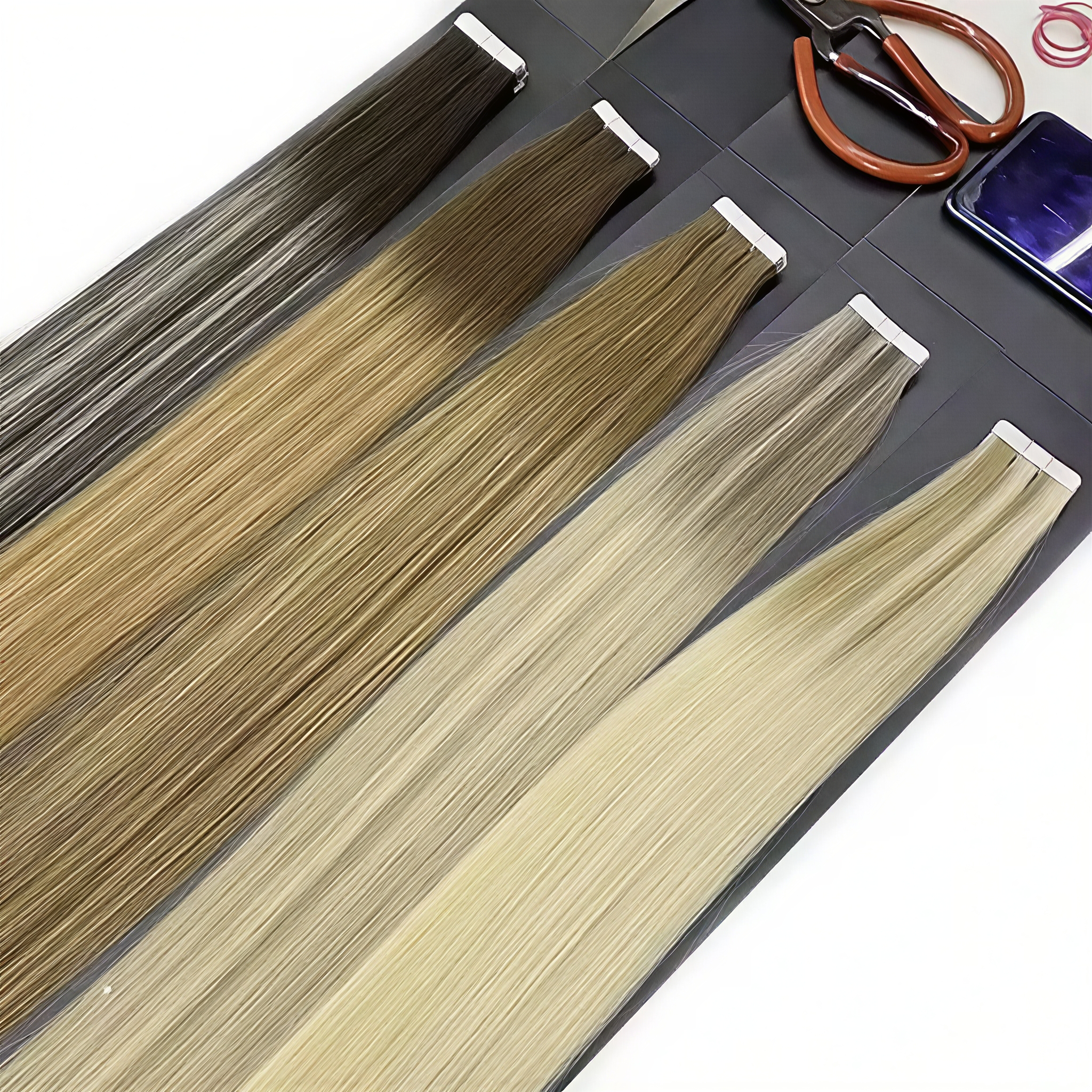Factory Wholesale Balayage Color Private Label European Tape in Hair Extensions Remy Human Hair Extensions