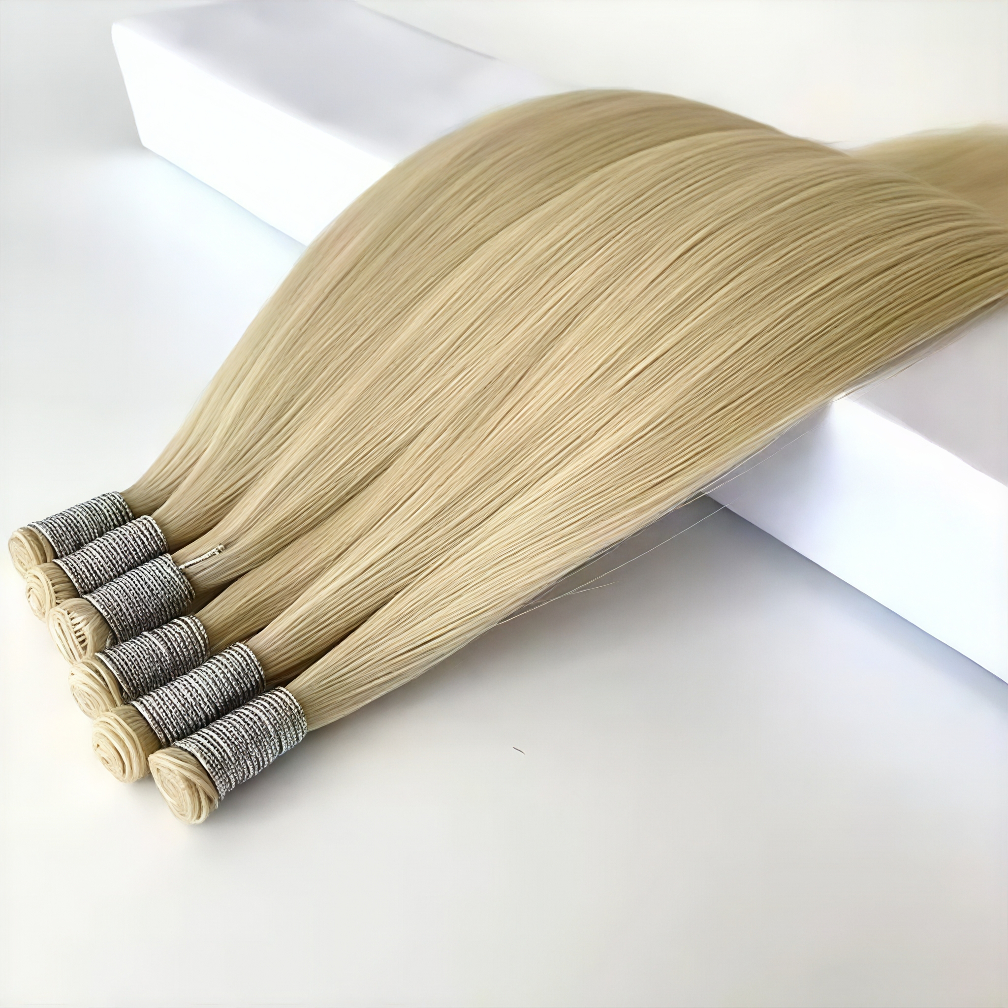 Can Be Cut No Return Thin Soft Light Genius Weft New Silk Flat Weft Hair Russian White Hair Extensions Genius Weft
