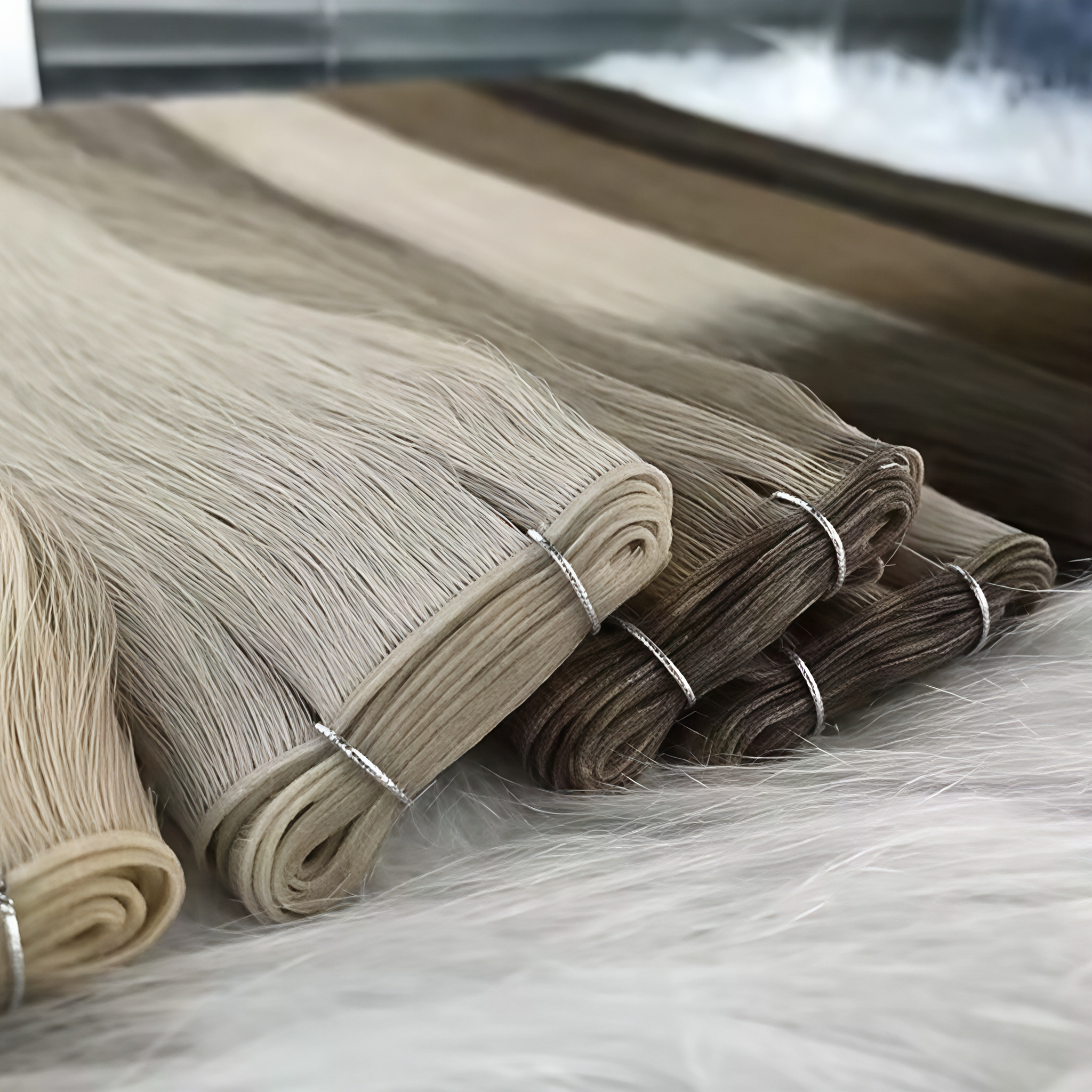 Russian Thin Invisible Genius Weft Hair Extensions Double Drawn Human Hair Volume Genius Weft