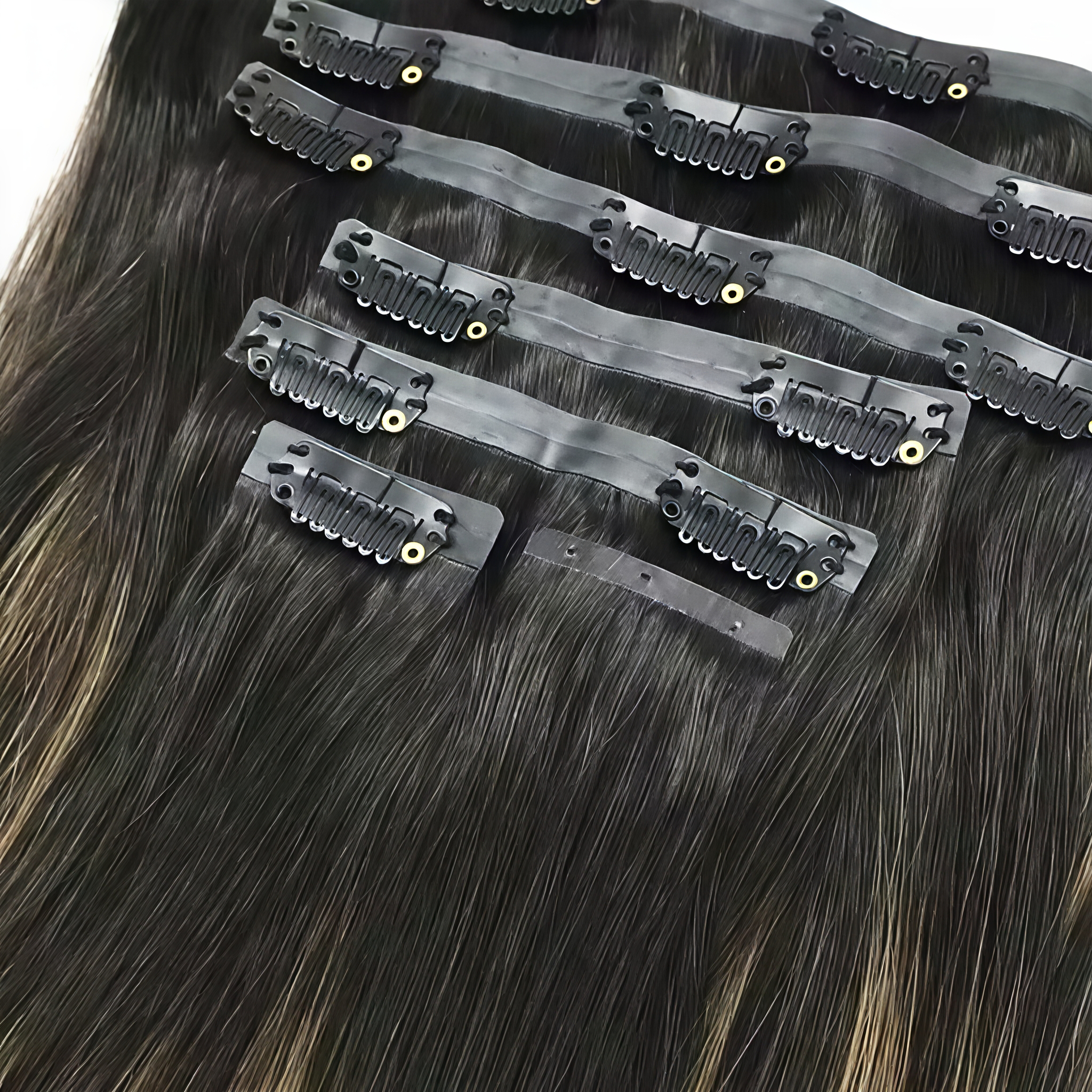 Salon Quality Double Drawn 100% Remy Seamless Clip-ins Human Hair Invisible Seamless Clip in Raw Hair Extension
