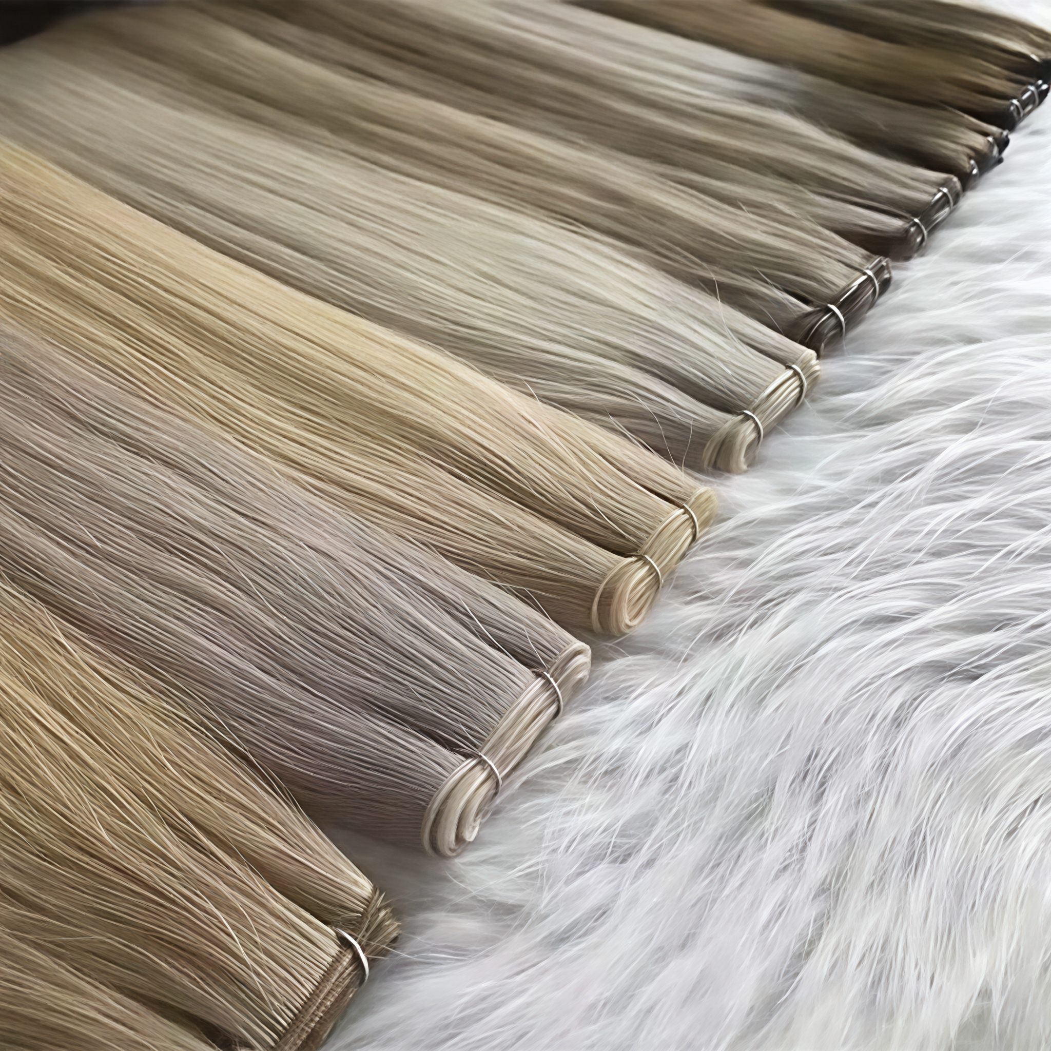 Russian 100% Human Virgin Remy Infinity Weft Double Drawn Hand Tied Genius Weft Hair Extensions Human Russian Hair